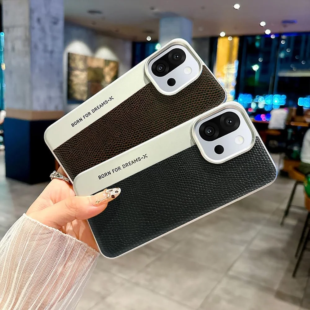 قاب محافظ چرمی با بافت پولکی لوکس برای محافظت از دوربین گوشی وان پلاس 13s، ضد اثر انگشت، ضد ضربه، قاب پشتی سخت PC (مشکی، وان پلاس 13s)