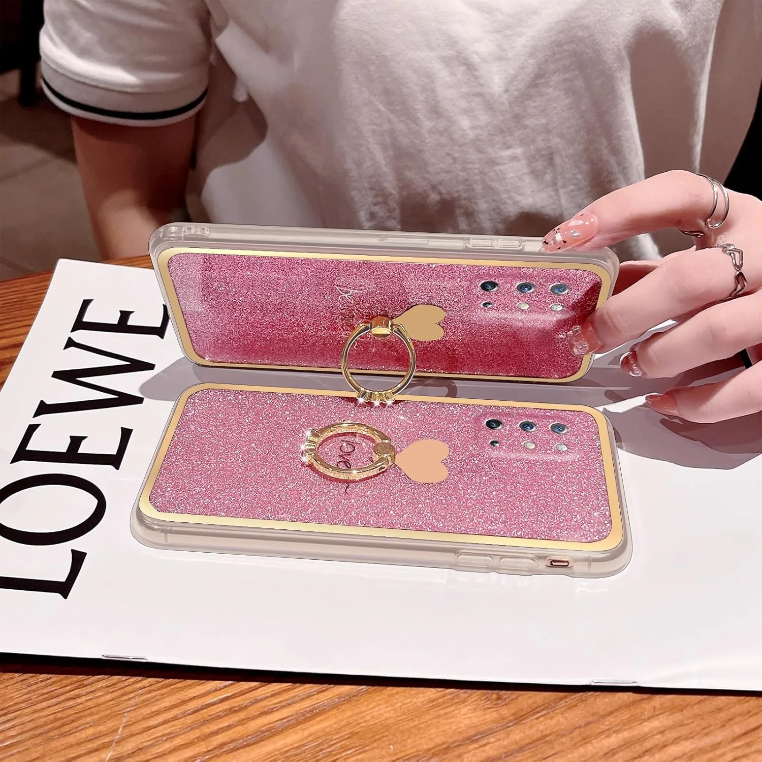 قاب گوشی وان پلاس 8T، دخترانه، زنانه، طرح اکلیلی لوکس با پایه انگشتی، محافظ نرم و باریک - صورتی قاب گوشی وان پلاس 8T، دخترانه، زنانه، طرح اکلیلی لوکس با پایه انگشتی، محافظ نرم و باریک - صورتی