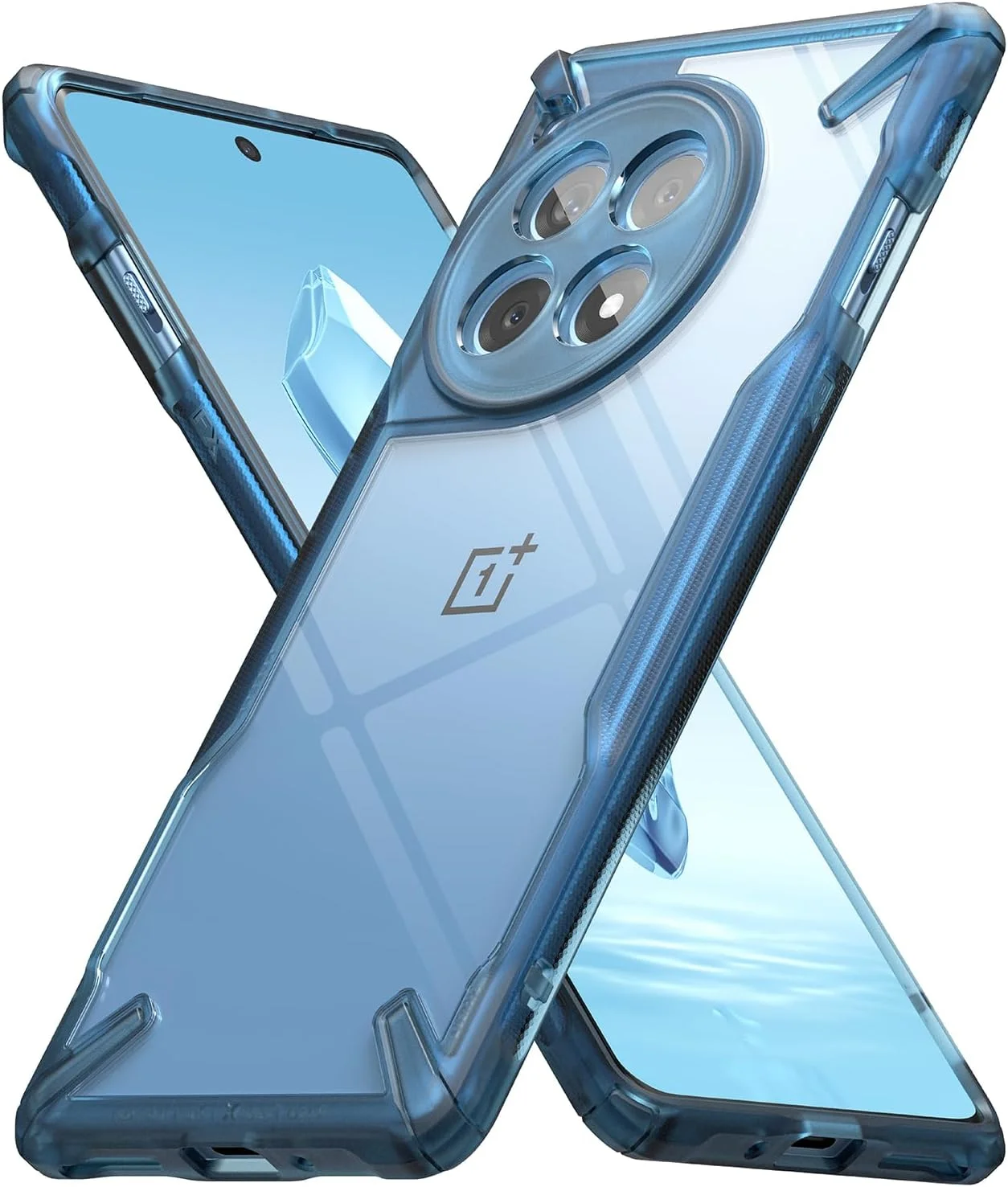 کاور محافظ گوشی Ringke Fusion-X سازگار با OnePlus 12R 5G، پشت سخت شفاف، ضربه گیر TPU نرم و انعطاف پذیر، مقاوم در برابر خراش، محافظ ضد ضربه - آبی فضایی