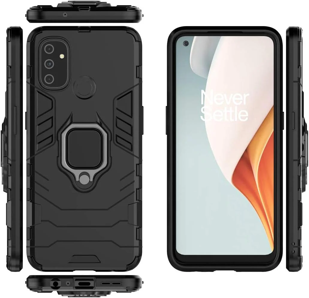 قاب محافظ دو لایه مقاوم MaiJin سازگار با OnePlus Nord N100، دارای حلقه فلزی و استند (سازگار با هولدر مغناطیسی خودرو) (مشکی) قاب محافظ دو لایه مقاوم MaiJin سازگار با OnePlus Nord N100، دارای حلقه فلزی و استند (سازگار با هولدر مغناطیسی خودرو) (مشکی)