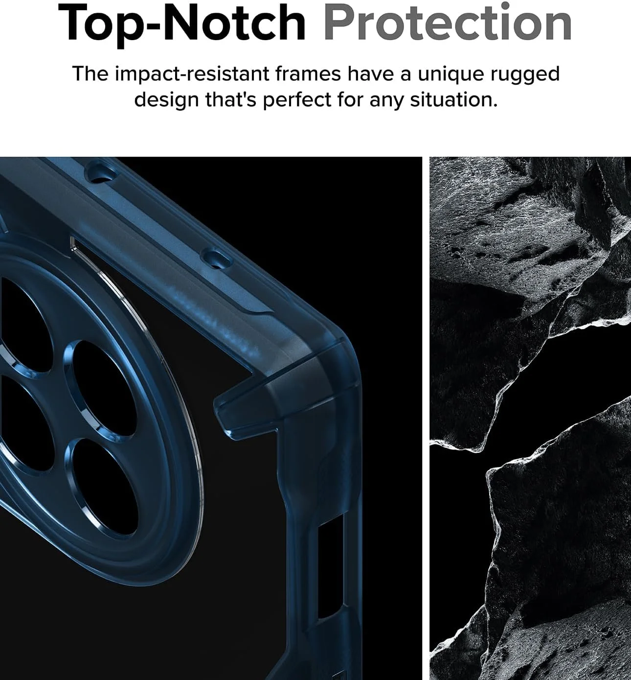 کاور محافظ گوشی Ringke Fusion-X سازگار با OnePlus 12R 5G، پشت سخت شفاف، ضربه گیر TPU نرم و انعطاف پذیر، مقاوم در برابر خراش، محافظ ضد ضربه - آبی فضایی