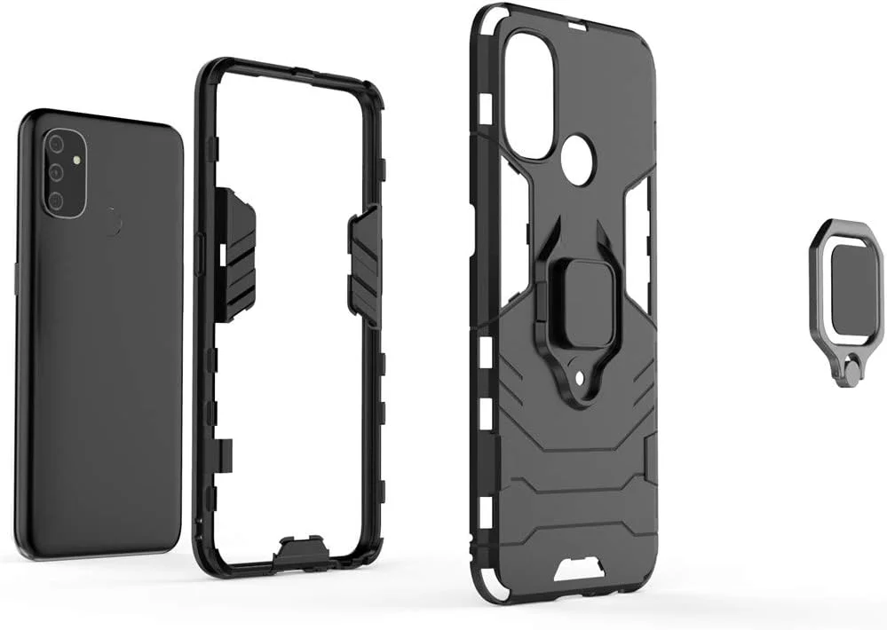 قاب محافظ دو لایه مقاوم MaiJin سازگار با OnePlus Nord N100، دارای حلقه فلزی و استند (سازگار با هولدر مغناطیسی خودرو) (مشکی) قاب محافظ دو لایه مقاوم MaiJin سازگار با OnePlus Nord N100، دارای حلقه فلزی و استند (سازگار با هولدر مغناطیسی خودرو) (مشکی)