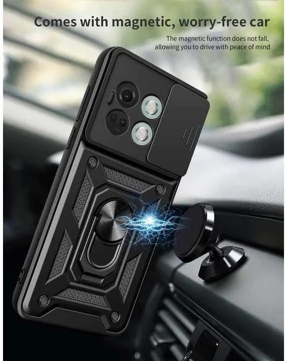 قاب محافظ زرهی مدافع گوشی وان پلاس 11R / ایس 2 5G - محافظت درجه نظامی، پایه چرخان، محافظ صفحه نمایش شیشه ای حرارت دیده - مشکی - قاب استند قاب محافظ زرهی مدافع گوشی وان پلاس 11R / ایس 2 5G - محافظت درجه نظامی، پایه چرخان، محافظ صفحه نمایش شیشه ای حرارت دیده - مشکی - قاب استند