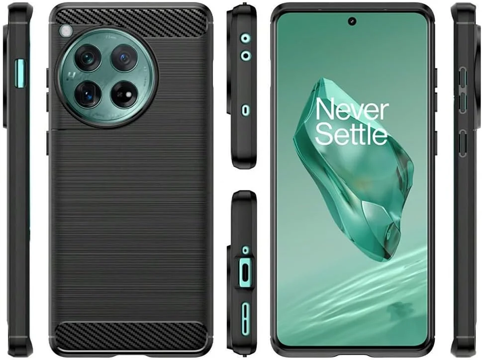 کاور TPU با بافت برس خورده فیبر کربنی مارگون برای گوشی وان پلاس 12، ضد اثر انگشت، 6.82 اینچ (مشکی)