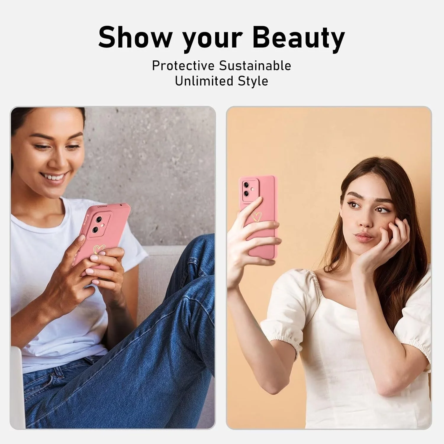 قاب سیلیکونی ESONG برای OnePlus Nord N30 SE/OPPO A79/OPPO A2/OPPO A1S 5G، قاب محافظ با طرح قلب دوست داشتنی برای دختران/بانوان، قاب گوشی فوق العاده نازک با بند دستی، محافظ دوربین قاب سیلیکونی ESONG برای OnePlus Nord N30 SE/OPPO A79/OPPO A2/OPPO A1S 5G، قاب محافظ با طرح قلب دوست داشتنی برای دختران/بانوان، قاب گوشی فوق العاده نازک با بند دستی، محافظ دوربین