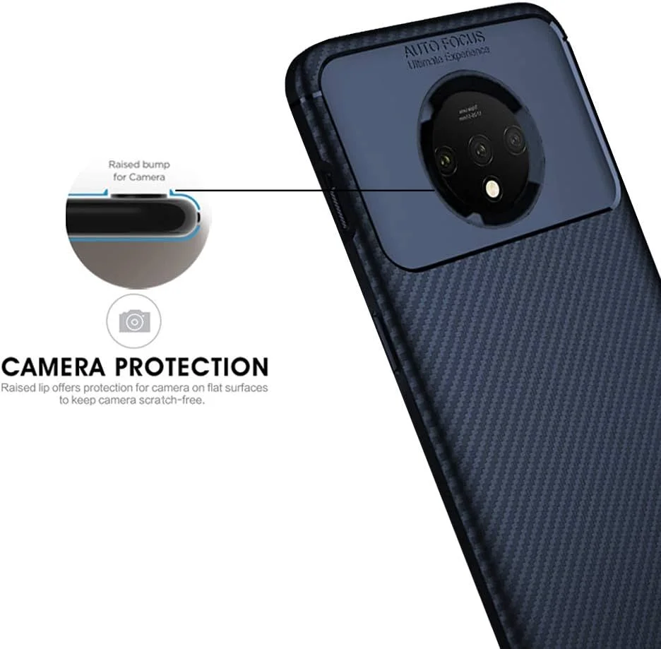 کاور محافظ فیبر کربنی ضد ضربه TheGiftKart برای OnePlus 7T (آبی تیره)