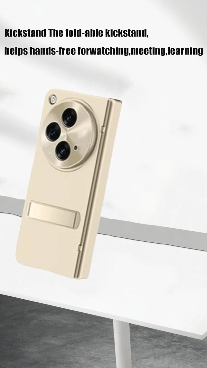 قاب محافظ باریک و سبک با محافظ لولا، پایه تاشو و محافظ صفحه نمایش - طراحی طلایی شیک، سازگار با OnePlus Open/OPPO Find N3 قاب محافظ باریک و سبک با محافظ لولا، پایه تاشو و محافظ صفحه نمایش - طراحی طلایی شیک، سازگار با OnePlus Open/OPPO Find N3