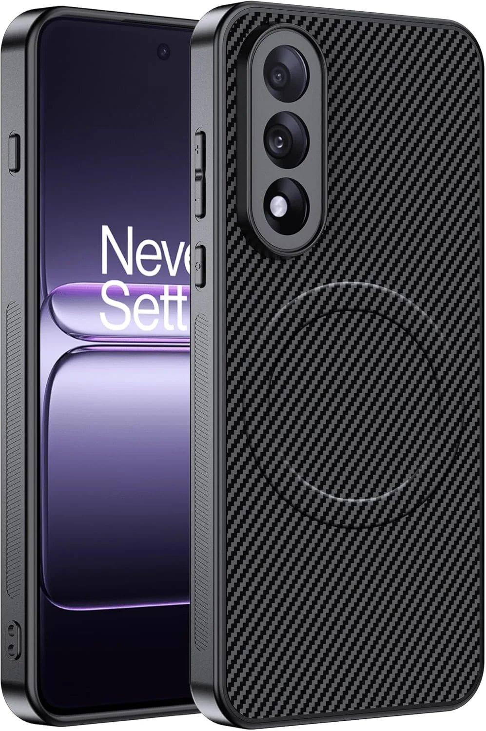 قاب گوشی CAUHENYEE OnePlus Nord 5 5G، [محافظت سه گانه] ضد ضربه و جاذب شوک، محافظ لنز دوربین، قاب مغناطیسی فیبر کربنی برای OnePlus Nord 5 5G