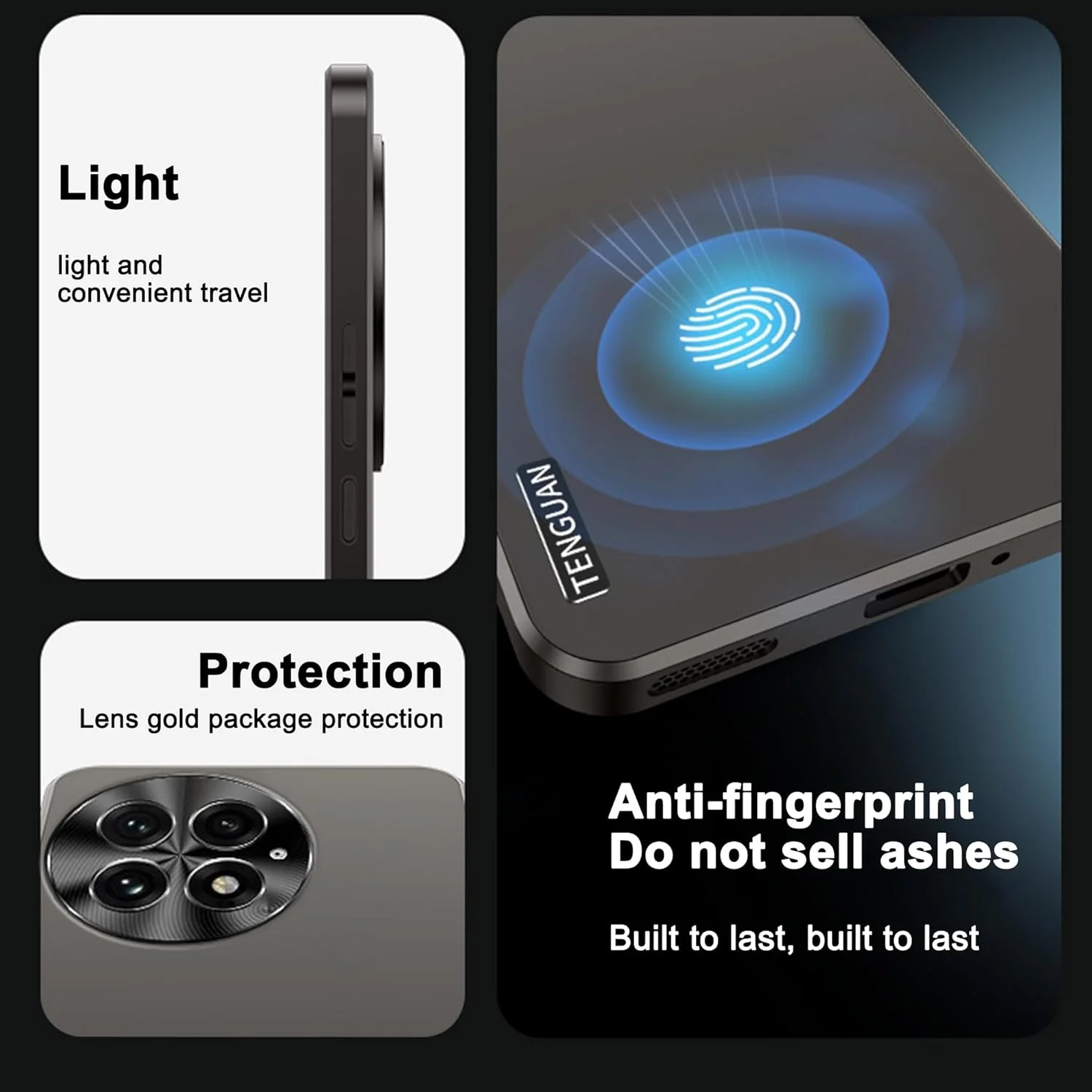 قاب محافظ گوشی وان پلاس 13، [محافظت کامل از دوربین] [ضد زردی] [محافظت نظامی] ضد ضربه و باریک - خاکستری تیره