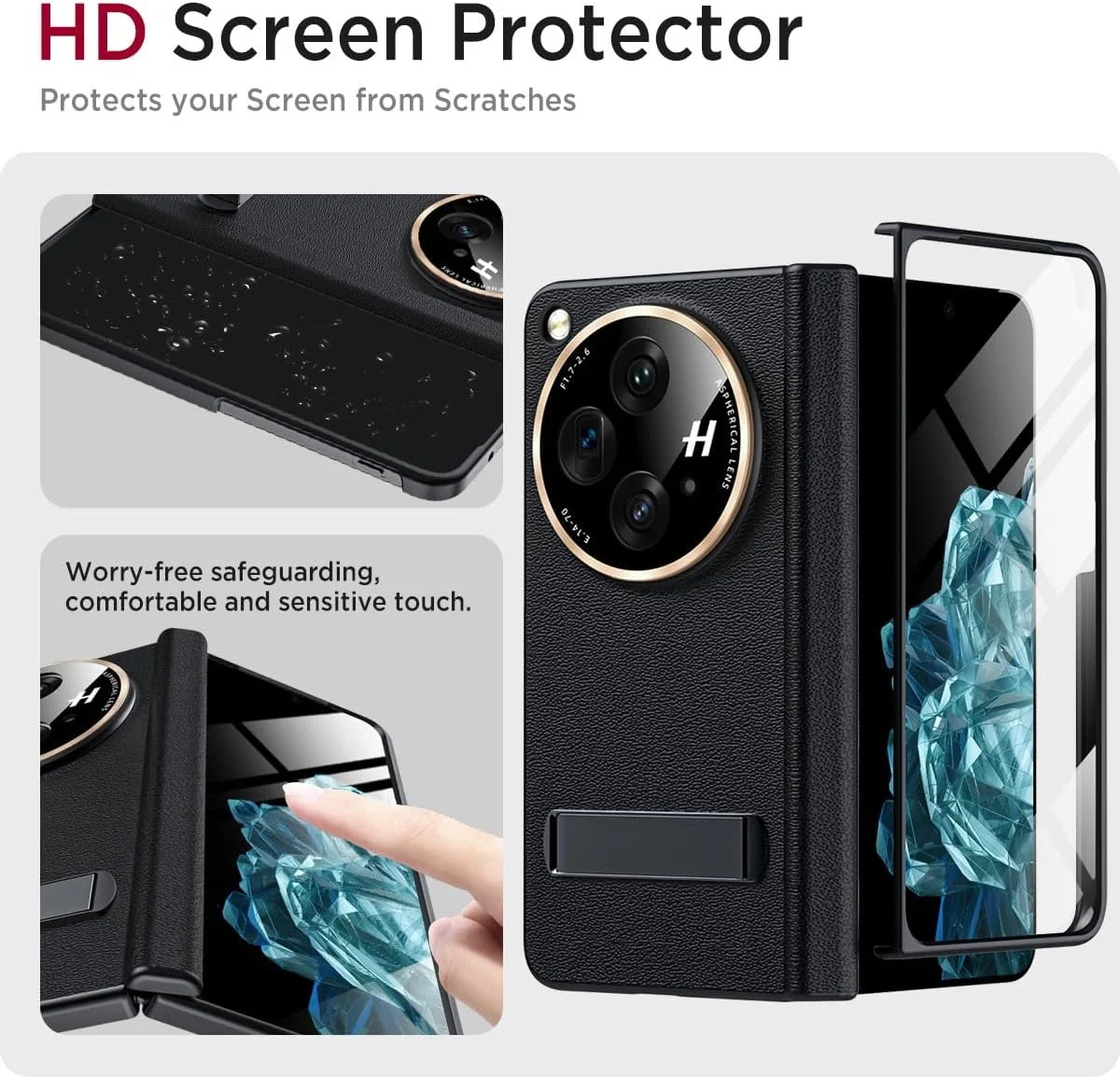 کیف محافظ Miimall سازگار با OnePlus Open، زیپ فنری، فیلم محافظ HD، پوشش PU ضد ضربه با پایه قابل تنظیم برای OnePlus Open، مشکی کیف محافظ Miimall سازگار با OnePlus Open، زیپ فنری، فیلم محافظ HD، پوشش PU ضد ضربه با پایه قابل تنظیم برای OnePlus Open، مشکی