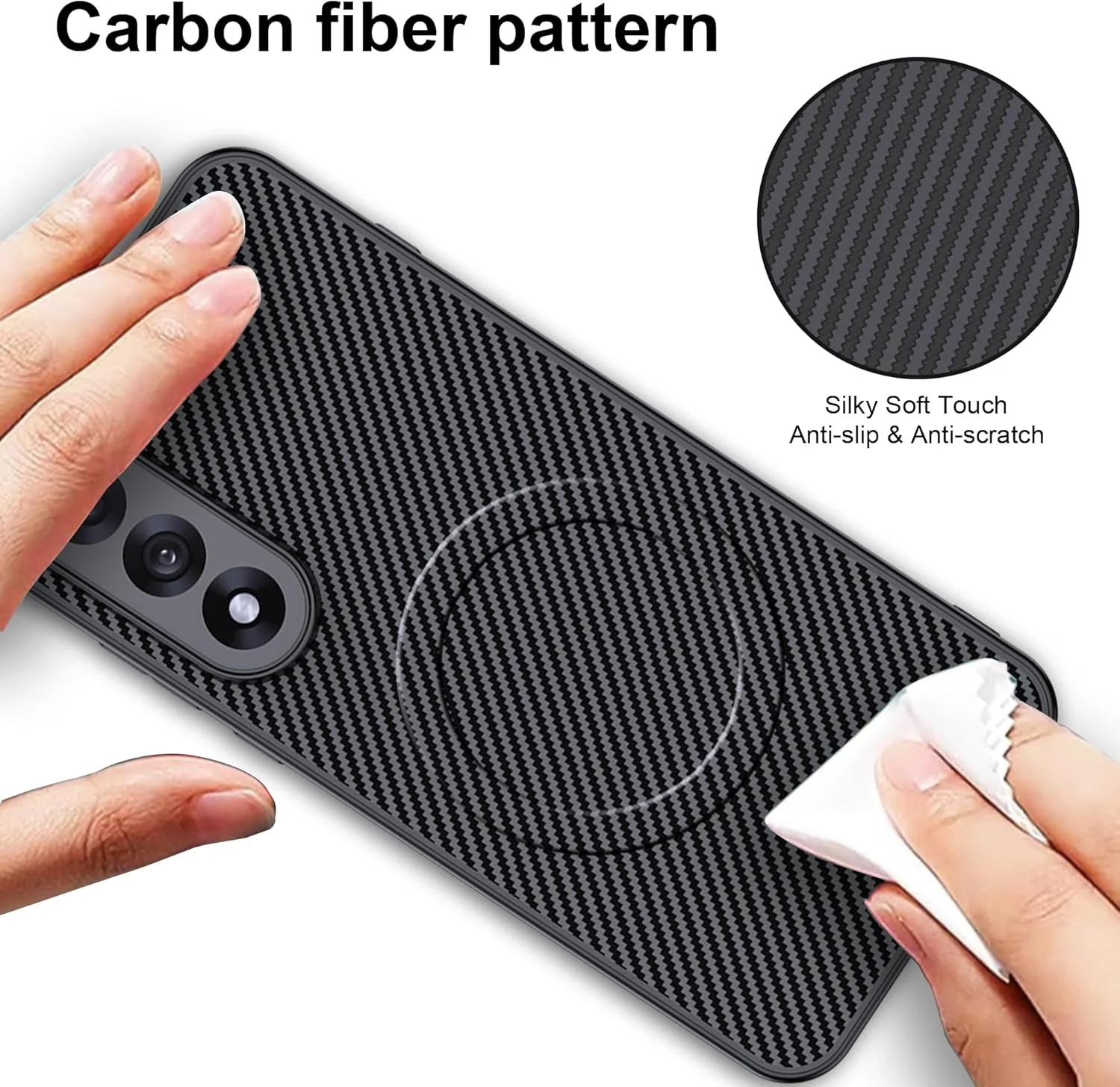 قاب گوشی CAUHENYEE OnePlus Nord 5 5G، [محافظت سه گانه] ضد ضربه و جاذب شوک، محافظ لنز دوربین، قاب مغناطیسی فیبر کربنی برای OnePlus Nord 5 5G