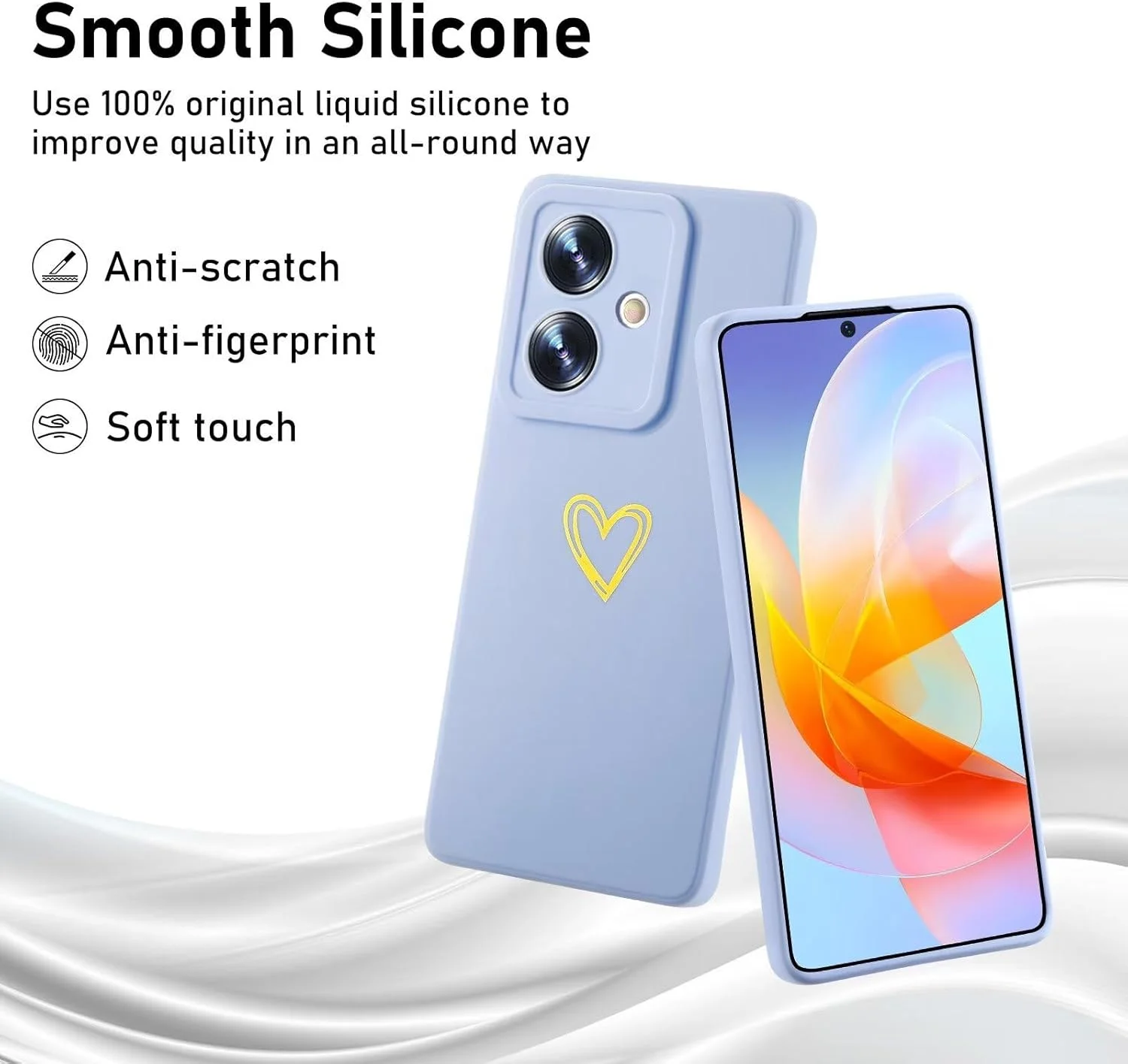 قاب محافظ طرح قلب طلایی LENGRACE برای گوشی وان پلاس نورد CE3 Lite 5G، قاب سیلیکونی TPU ضد ضربه با طرح قلب طلایی برای دختران و بانوان - سرمه ای