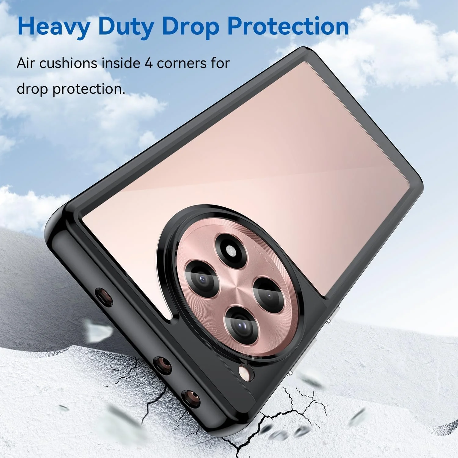 قاب محافظ گوشی وان پلاس 12R و وان پلاس ایس 3 5G با یک حلقه نگهدارنده، مقاوم در برابر خش، پشت PC سخت، ضد ضربه (مشکی، MF برای وان پلاس 12R ایس 3 5G)