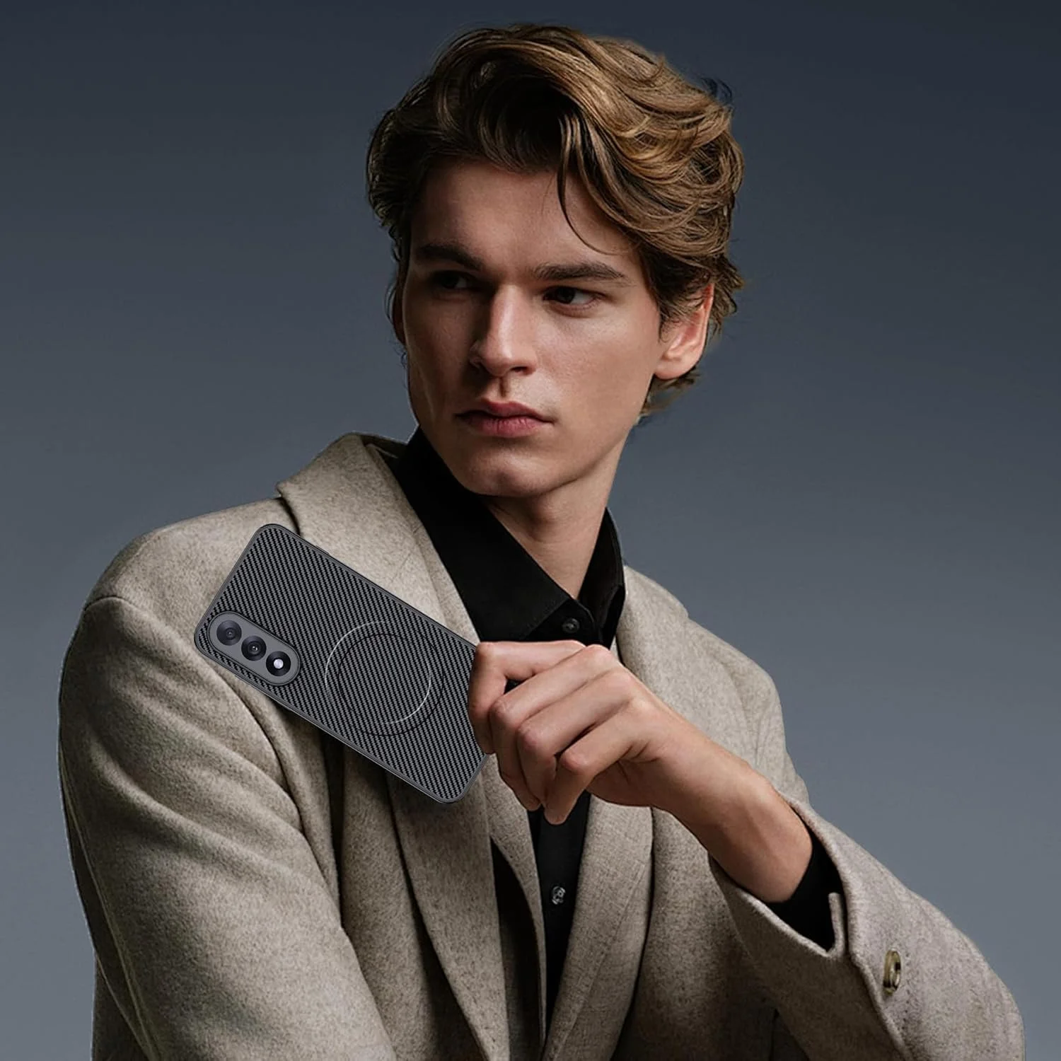 قاب گوشی CAUHENYEE OnePlus Nord 5 5G، [محافظت سه گانه] ضد ضربه و جاذب شوک، محافظ لنز دوربین، قاب مغناطیسی فیبر کربنی برای OnePlus Nord 5 5G