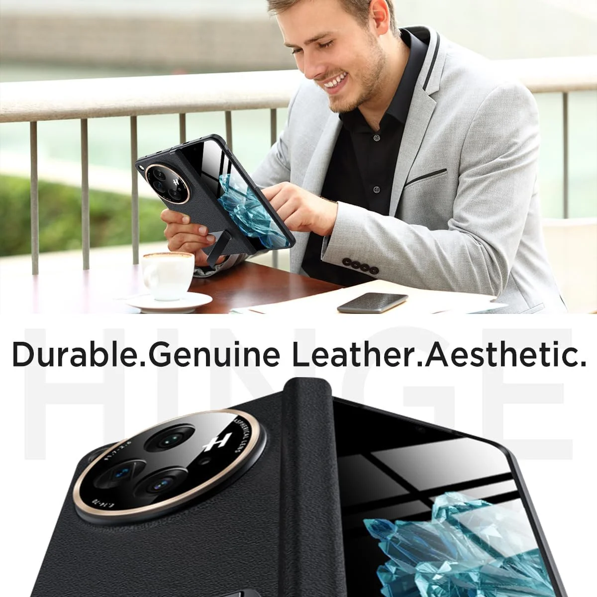 کیف محافظ Miimall سازگار با OnePlus Open، زیپ فنری، فیلم محافظ HD، پوشش PU ضد ضربه با پایه قابل تنظیم برای OnePlus Open، مشکی کیف محافظ Miimall سازگار با OnePlus Open، زیپ فنری، فیلم محافظ HD، پوشش PU ضد ضربه با پایه قابل تنظیم برای OnePlus Open، مشکی