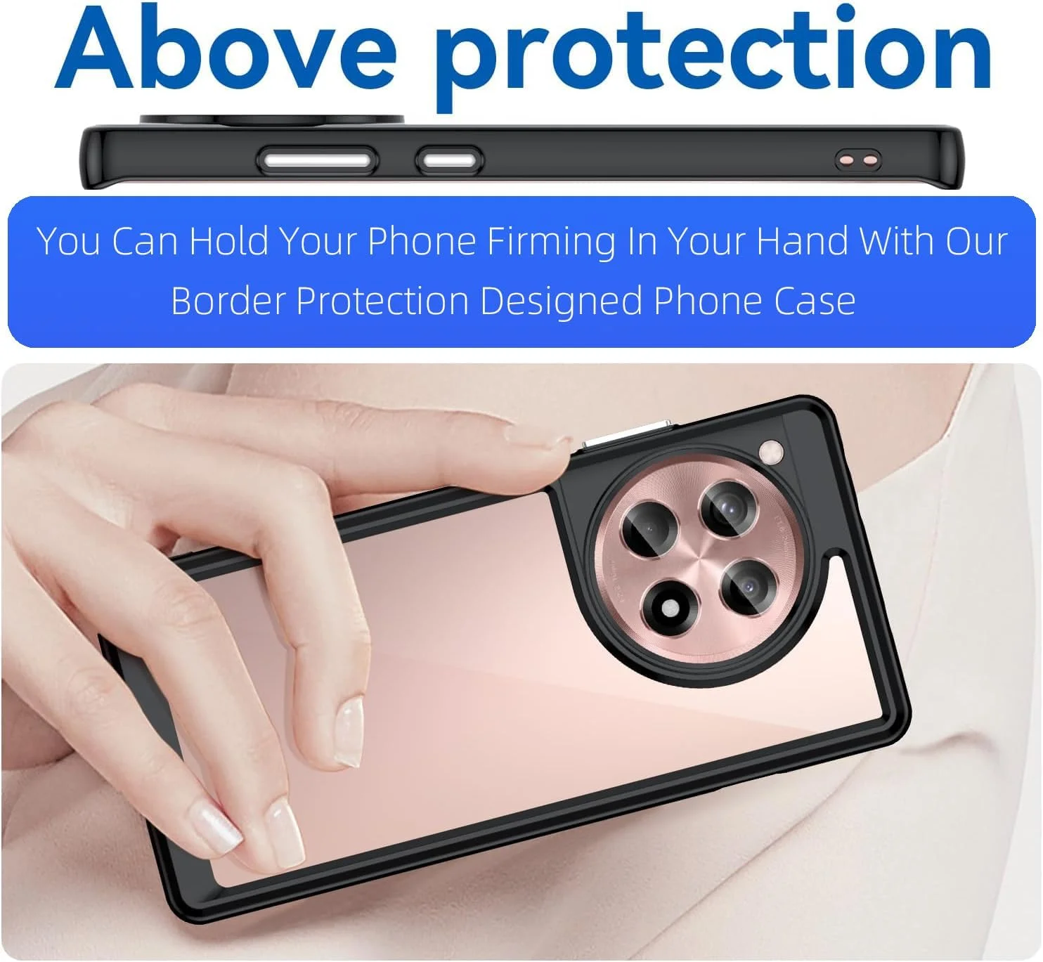 قاب محافظ گوشی وان پلاس 12R و وان پلاس ایس 3 5G با یک حلقه نگهدارنده، مقاوم در برابر خش، پشت PC سخت، ضد ضربه (مشکی، MF برای وان پلاس 12R ایس 3 5G)