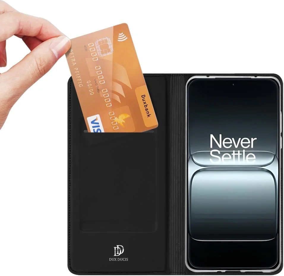 کیف محافظ چرمی DUX DUCIS سری Skin Pro برای OnePlus 13T - کیف پول تاشو چرمی باریک با جای کارت، بست مغناطیسی، عملکرد استند و محافظت ضد ضربه - مشکی
