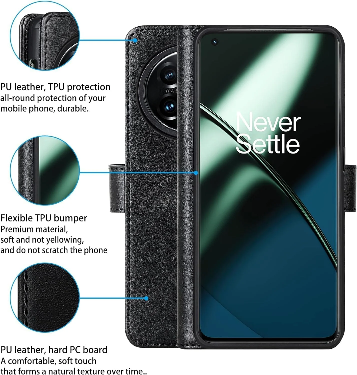 کیف چرمی هوگوث سازگار با قاب گوشی OnePlus 11R 5G / Oneplus ACE 2، جلد کیف پول چرمی PU چرم گاوی تاشو، کیف محافظ چرمی کارت هولدر (مشکی) کیف چرمی هوگوث سازگار با قاب گوشی OnePlus 11R 5G / Oneplus ACE 2، جلد کیف پول چرمی PU چرم گاوی تاشو، کیف محافظ چرمی کارت هولدر (مشکی)