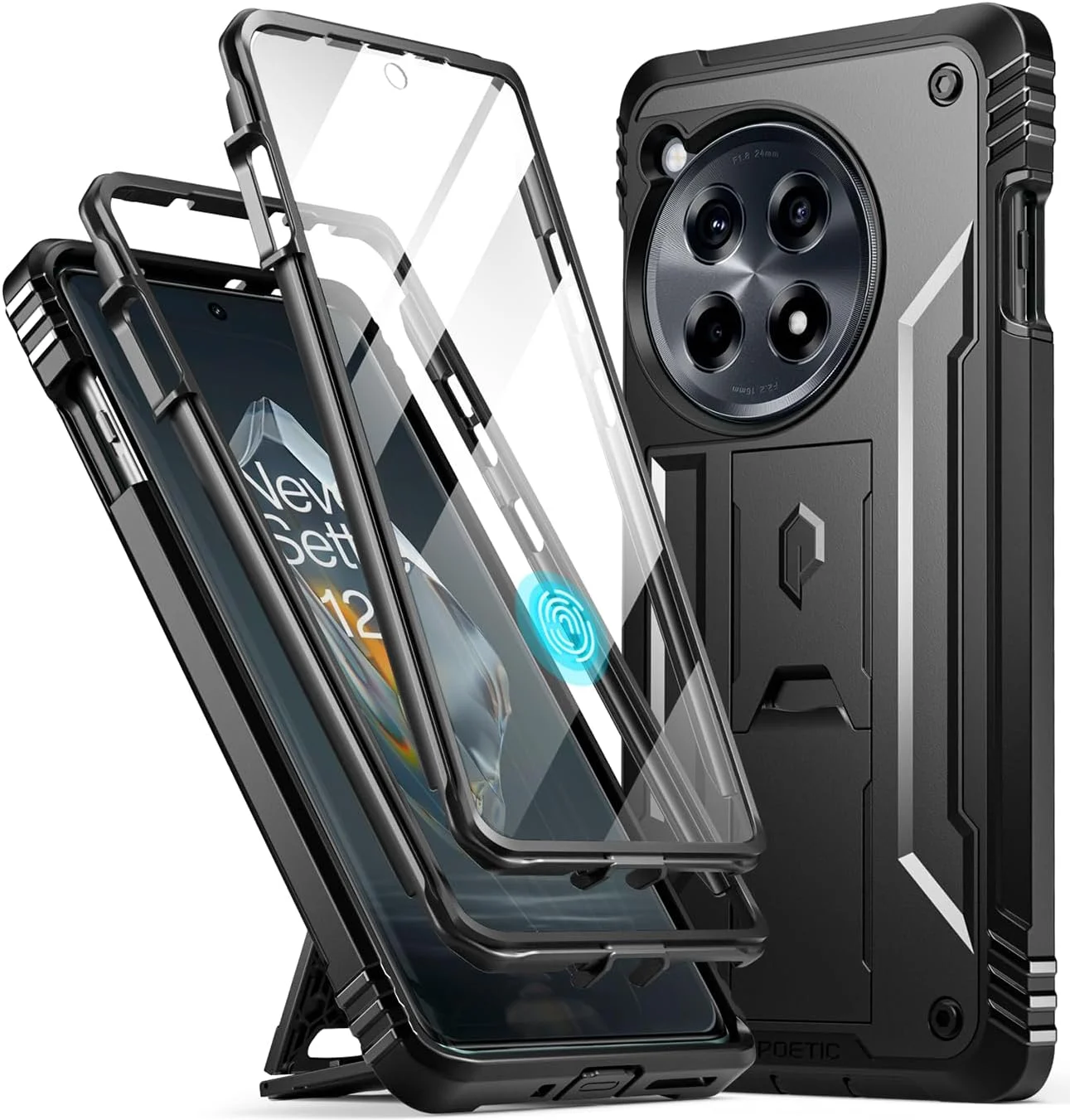 قاب محافظ مقاوم Poetic Revolution برای OnePlus 12R 5G (2024) با محافظ صفحه نمایش داخلی، پوشش محافظ ضد ضربه تمام بدنه با پایه نگهدارنده، مشکی قاب محافظ مقاوم Poetic Revolution برای OnePlus 12R 5G (2024) با محافظ صفحه نمایش داخلی، پوشش محافظ ضد ضربه تمام بدنه با پایه نگهدارنده، مشکی