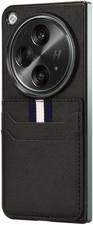 کاور چرمی محافظ گوشی وان پلاس اوپن/اوپو فایند N3 مدل Gruattreay، بسیار باریک، ضد ضربه، دارای جای کارت (مشکی)