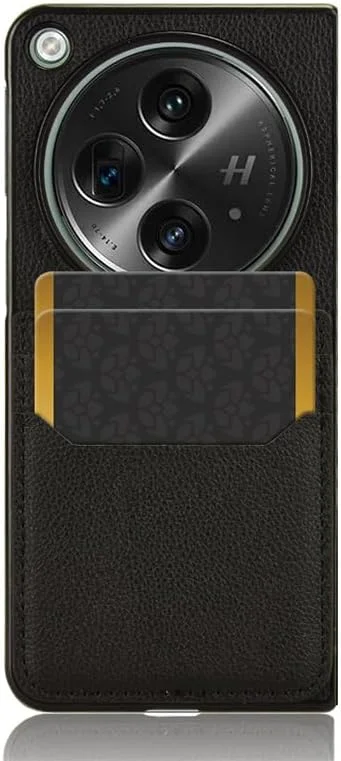 کاور چرمی محافظ گوشی وان پلاس اوپن/اوپو فایند N3 مدل Gruattreay، بسیار باریک، ضد ضربه، دارای جای کارت (مشکی)