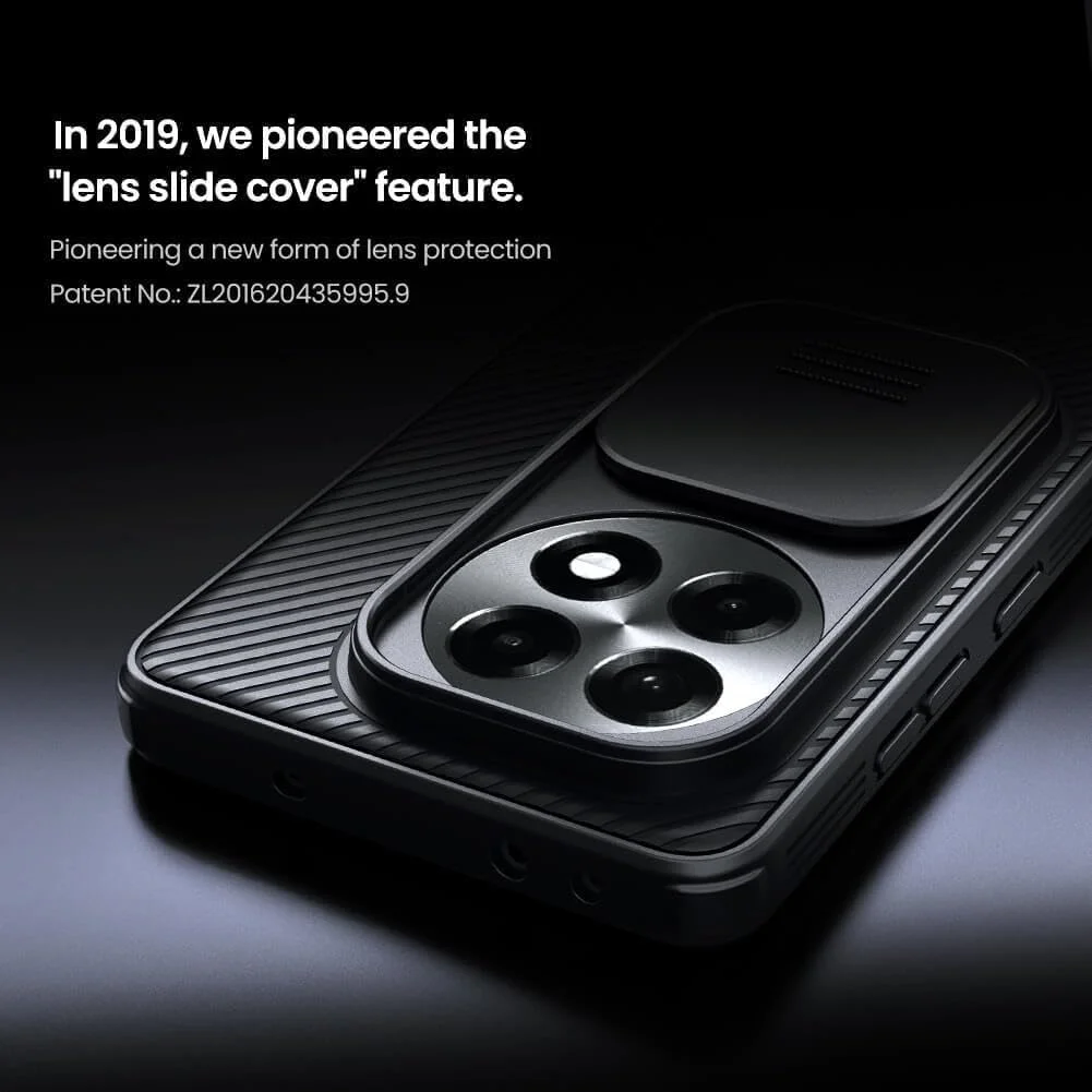 قاب محافظ نیلکین Camshield برای OnePlus 13R 5G با محافظ لنز کشویی دوربین، پشت سخت، ضد ضربه، محافظ سپر TPU، ضد اثر انگشت، لمس نرم و لطیف، طراحی شده برای 1 + 13R