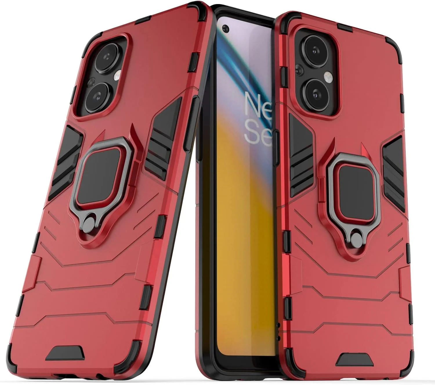 قاب محافظ برای گوشی های اوپو رنو 7Z/A96 5G/وان پلاس نورد N20 5G، کاور زرهی مقاوم در برابر ضربه با پایه تاشو، قرمز قاب محافظ برای گوشی های اوپو رنو 7Z/A96 5G/وان پلاس نورد N20 5G، کاور زرهی مقاوم در برابر ضربه با پایه تاشو، قرمز