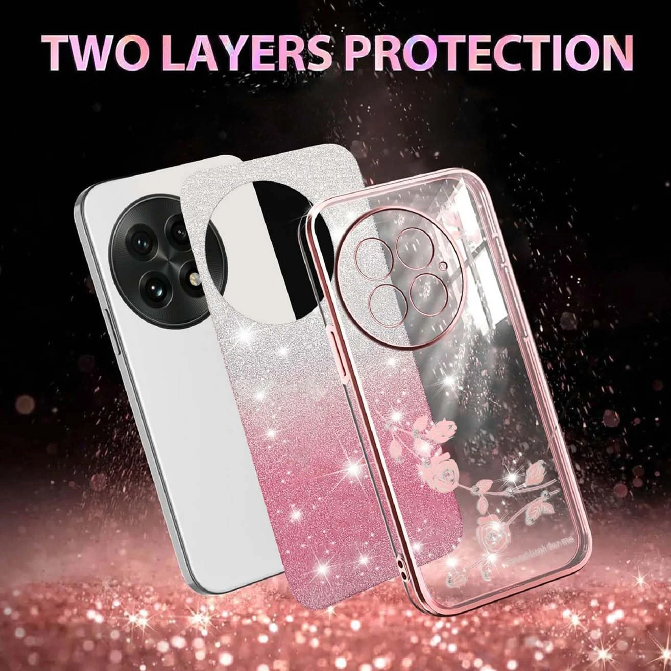 قاب گوشی اکلیلی YUEQIAN برای OnePlus 13 5G، کاور بسیار نازک، شفاف، سیلیکونی و ضد ضربه با طرح گل های الماس درخشان، مناسب برای دختران و بانوان - صورتی قاب گوشی اکلیلی YUEQIAN برای OnePlus 13 5G، کاور بسیار نازک، شفاف، سیلیکونی و ضد ضربه با طرح گل های الماس درخشان، مناسب برای دختران و بانوان - صورتی