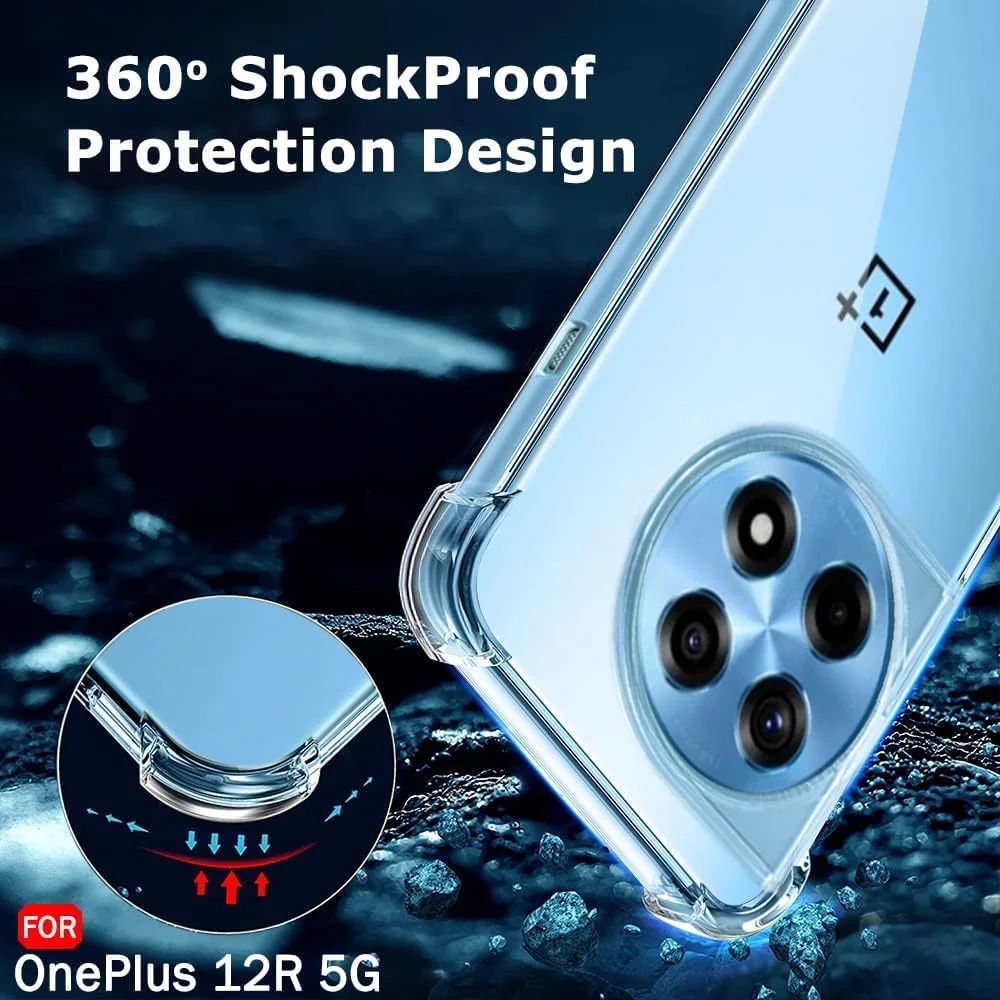 کاور ژله ای محافظ گوشی وان پلاس 12R، بسیار نازک، ضد خش، مقاوم در برابر ضربه، انعطاف پذیر، TPU نرم، محافظت از گوشه ها، شفاف