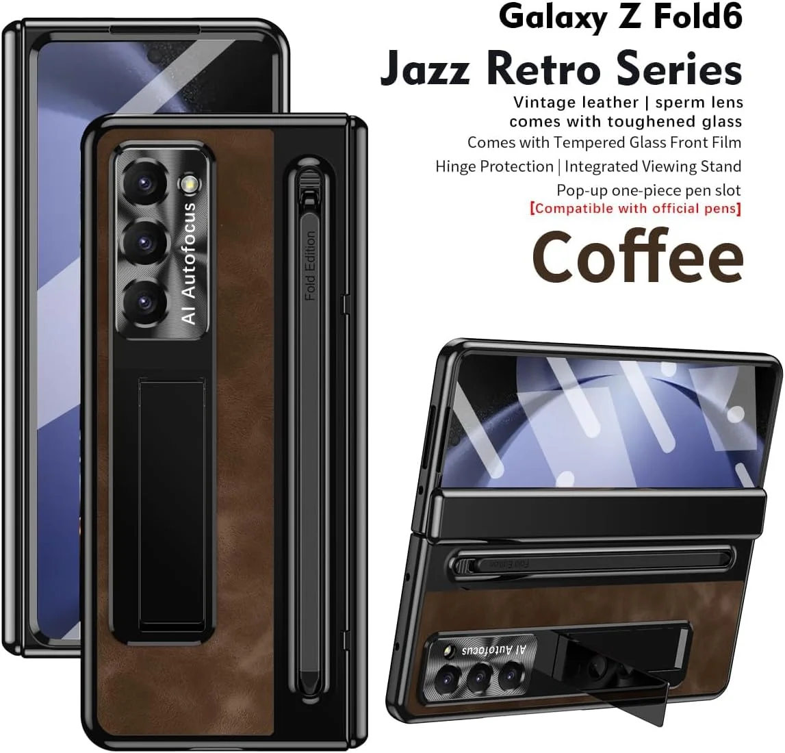 کاور محافظ گوشی سامسونگ گلکسی زد فولد 6 مدل KASTWAVE به همراه جای قلم باریک و قلم خازنی، ساخته شده از چرم مرغوب با طراحی Jazz Retro، مقاوم در برابر ضربه، محافظت کامل از صفحه نمایش و لولا (رنگ قهوه ای) کاور محافظ گوشی سامسونگ گلکسی زد فولد 6 مدل KASTWAVE به همراه جای قلم باریک و قلم خازنی، ساخته شده از چرم مرغوب با طراحی Jazz Retro، مقاوم در برابر ضربه، محافظت کامل از صفحه نمایش و لولا (رنگ قهوه ای)