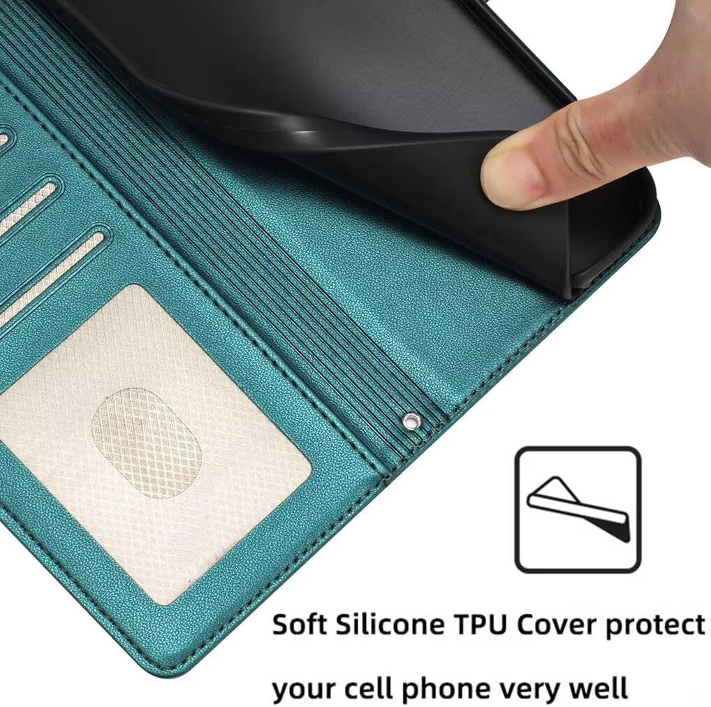 کاور چرمی طرح گربه برجسته SEAHAI برای OnePlus Nord 4 5G، کیف پول با استند، جای کارت، بست مغناطیسی، سبز تیره کاور چرمی طرح گربه برجسته SEAHAI برای OnePlus Nord 4 5G، کیف پول با استند، جای کارت، بست مغناطیسی، سبز تیره