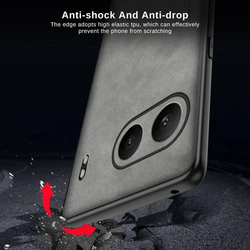 قاب محافظ چرمی ساده Gruattreay سازگار با OnePlus Nord 4 5G، کاور پشتی محافظ ضد اثر انگشت و ضد ضربه با سپر سیلیکونی TPU نرم برای OnePlus Nord 4 (مشکی)