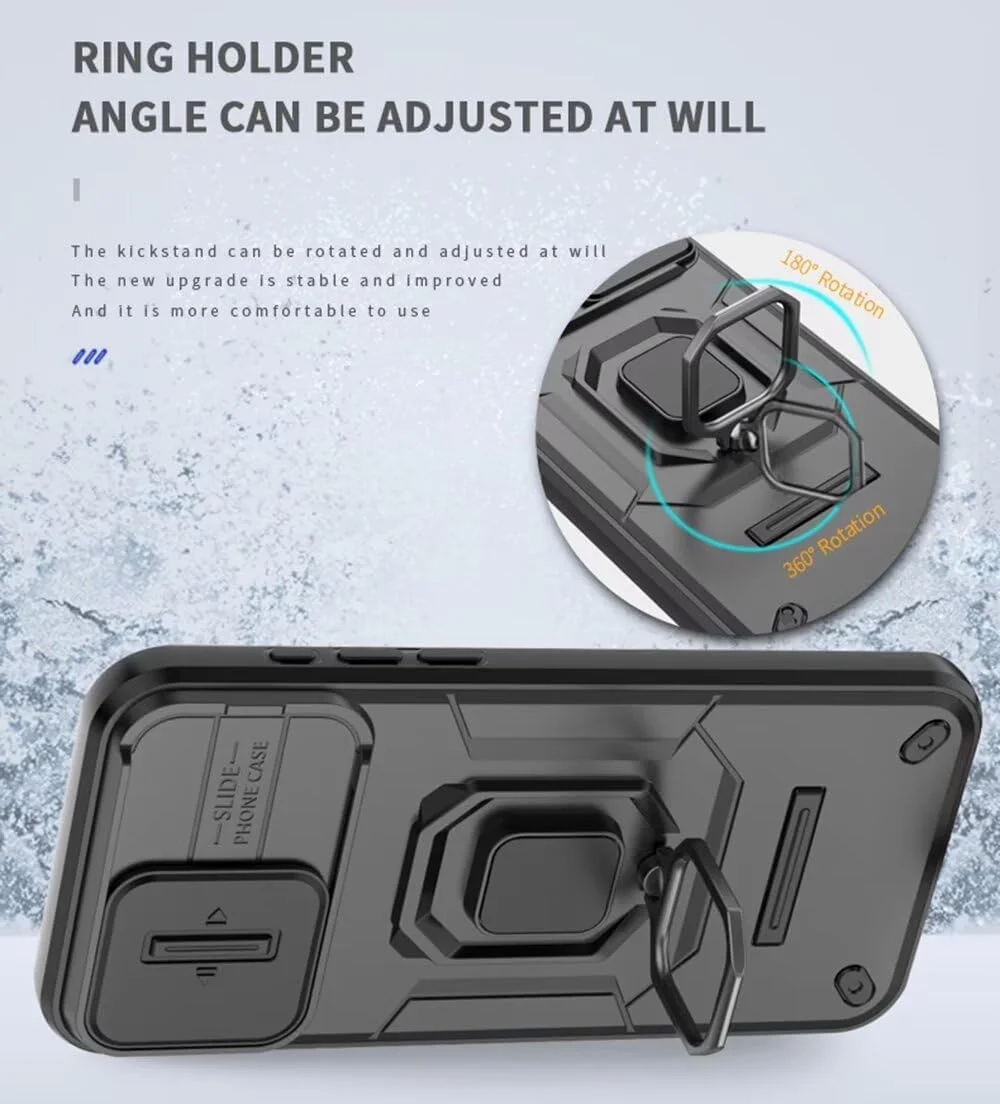 کاور محافظ گوشی موبایل SEAHAI مناسب برای وان پلاس نورد CE 5 5G، فوق العاده نازک، سیلیکونی TPU ضد ضربه، قاب پشتی سخت PC، دارای پوشش کشویی دوربین و حلقه استند - مشکی کاور محافظ گوشی موبایل SEAHAI مناسب برای وان پلاس نورد CE 5 5G، فوق العاده نازک، سیلیکونی TPU ضد ضربه، قاب پشتی سخت PC، دارای پوشش کشویی دوربین و حلقه استند - مشکی