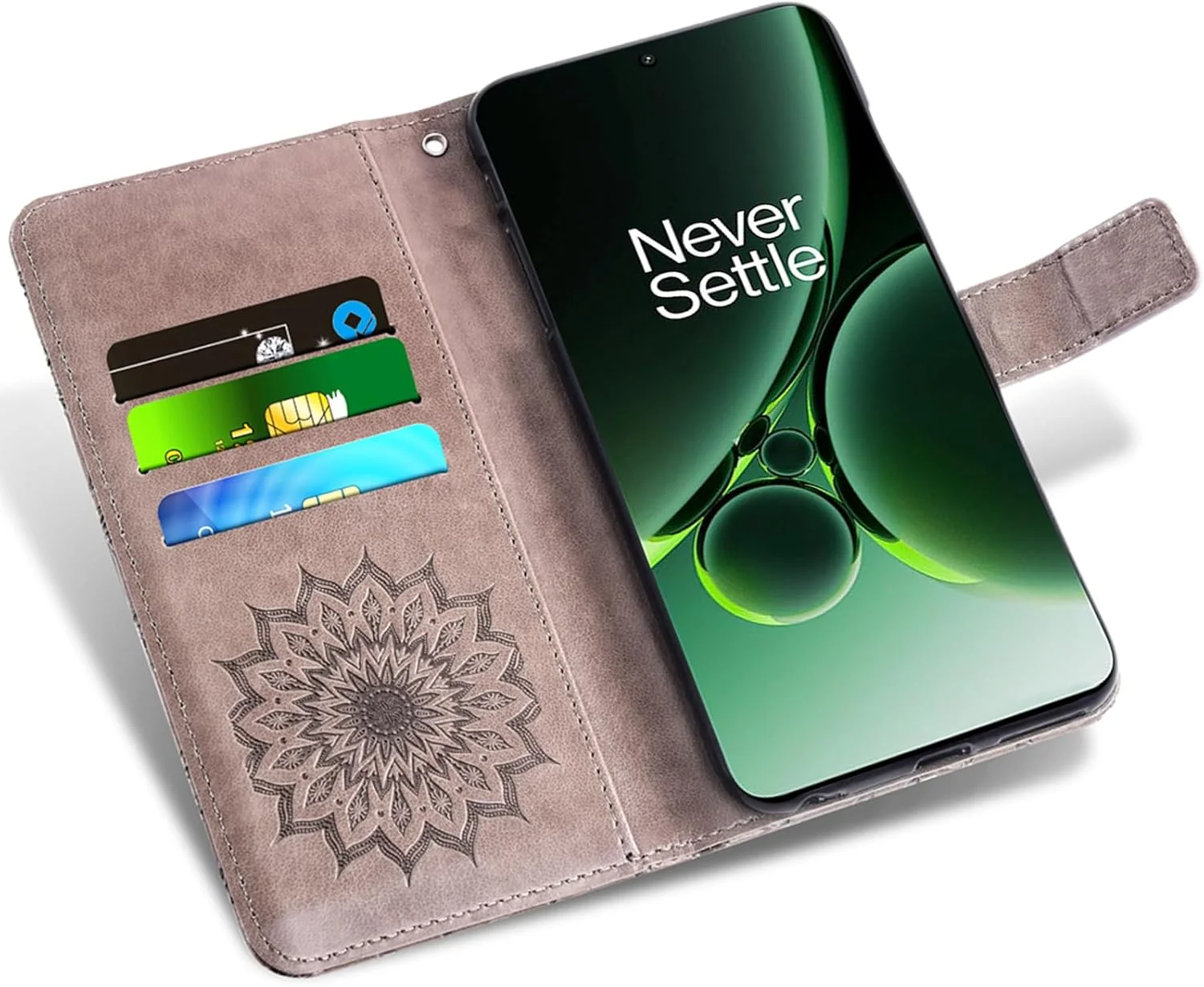 کیف پول گوشی موبایل برای وان پلاس نورد 3 5G به همراه محافظ صفحه نمایش شیشه ای و جلد چرمی باریک تاشو با جای کارت، مناسب برای وان پلاس نورد 3 CPH2493 CPH2491، خاکستری کیف پول گوشی موبایل برای وان پلاس نورد 3 5G به همراه محافظ صفحه نمایش شیشه ای و جلد چرمی باریک تاشو با جای کارت، مناسب برای وان پلاس نورد 3 CPH2493 CPH2491، خاکستری