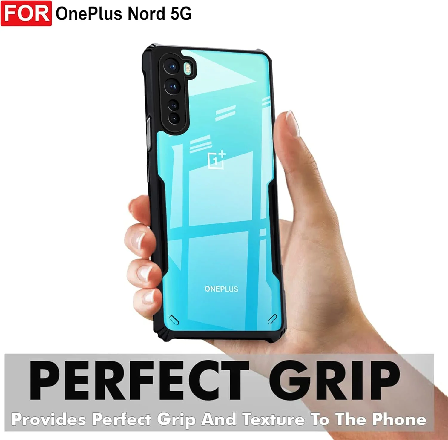 قاب پشتی Zapcase برای OnePlus Nord | سازگار با قاب پشتی OnePlus Nord | قاب پشتی 360 درجه | قاب شفاف برای OnePlus Nord با محافظت از دوربین | (TPU + PC | مشکی مات)