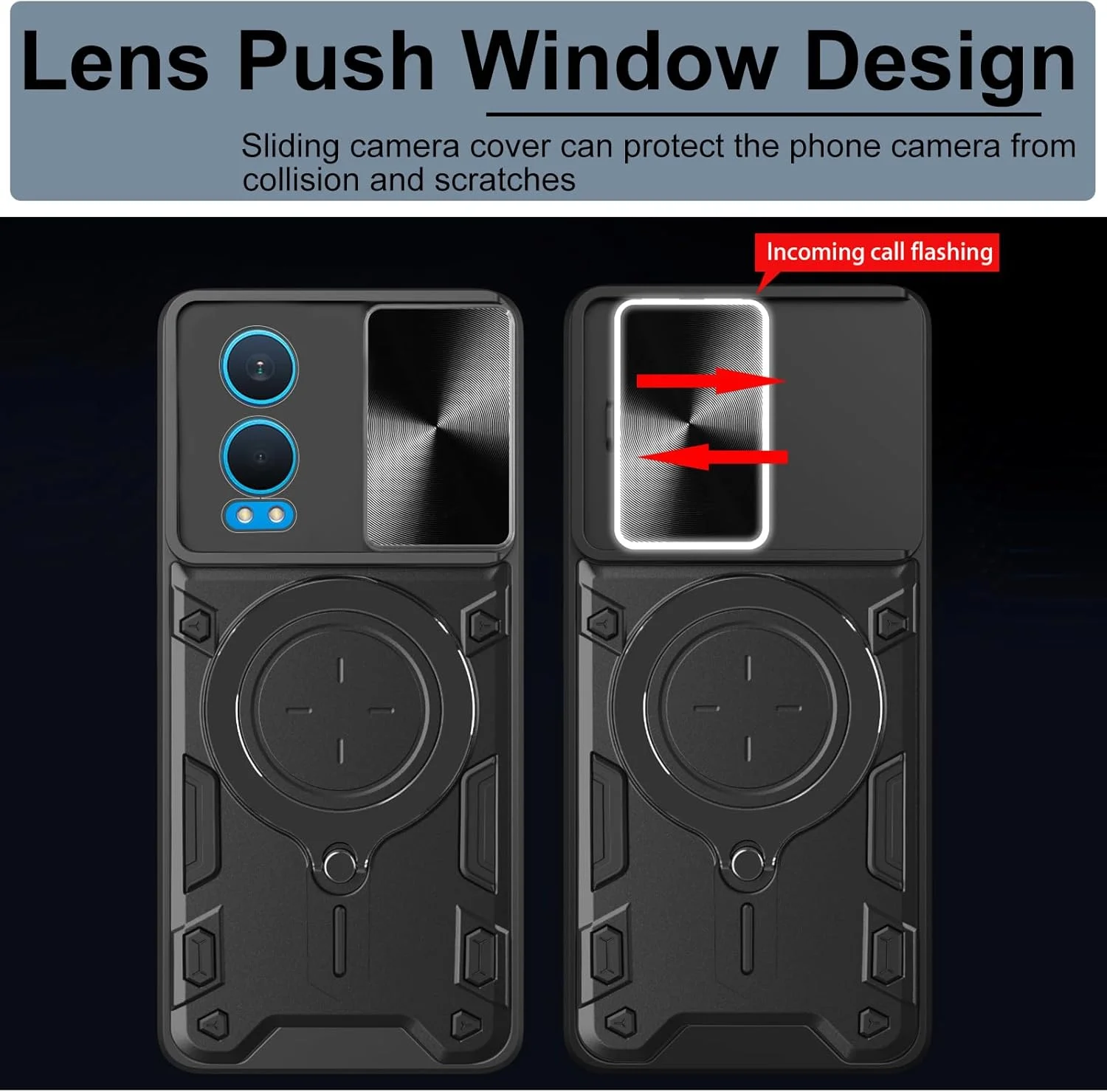 کاور محافظ گوشی KZIOACSH مناسب برای OnePlus Nord CE4 Lite 5G، کاور مقاوم PC+TPU با سپر ضربه گیر [محافظت از دوربین] قاب پشتی ضد خش و مقاوم با هولدر فلزی تقویت شده برای اتصال به پایه نگهدارنده خودرو، مشکی