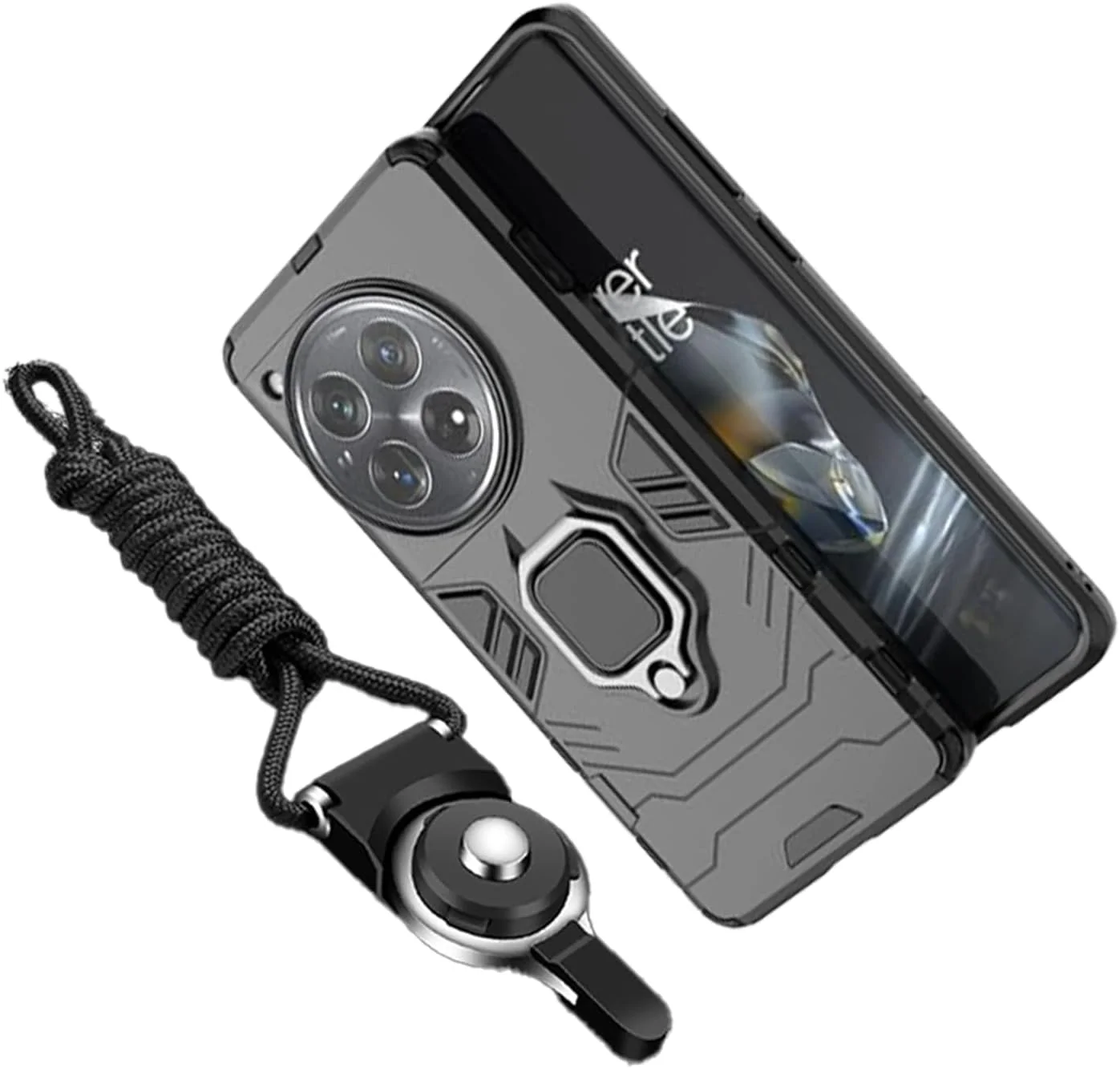 قاب محافظ گوشی وان پلاس 12 5G، مدل هیبریدی با ضربه گیر دو لایه و بند همرنگ، مشکی قاب محافظ گوشی وان پلاس 12 5G، مدل هیبریدی با ضربه گیر دو لایه و بند همرنگ، مشکی