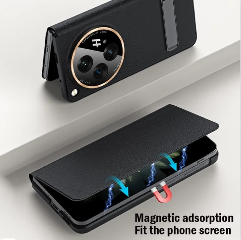 کاور چرمی لوکس با پایه مغناطیسی Gruattreay سازگار با OnePlus Open/OPPO Find N3 5G