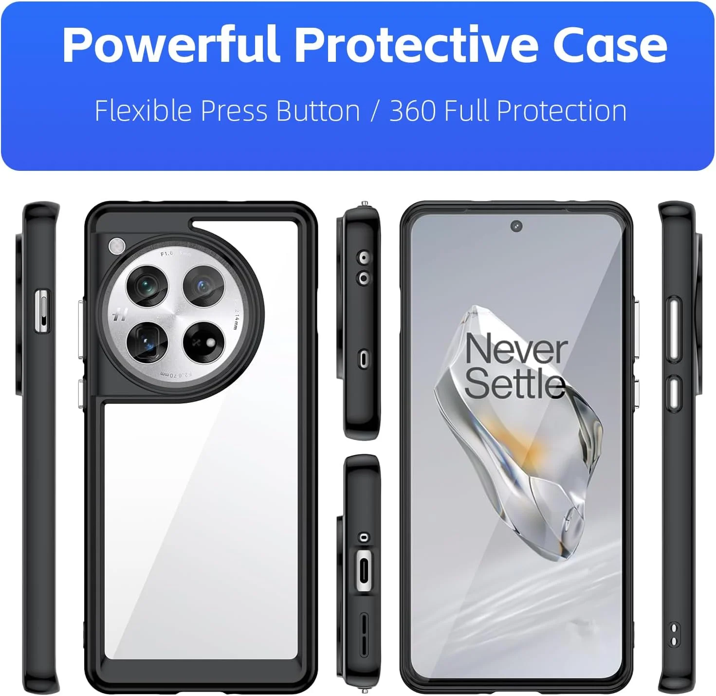 قاب محافظ گوشی وان پلاس 12 5G به همراه محافظ صفحه نمایش، مقاوم در برابر خش، پشت PC سخت، پوشش ضد ضربه (مشکی برای 12 5G) قاب محافظ گوشی وان پلاس 12 5G به همراه محافظ صفحه نمایش، مقاوم در برابر خش، پشت PC سخت، پوشش ضد ضربه (مشکی برای 12 5G)