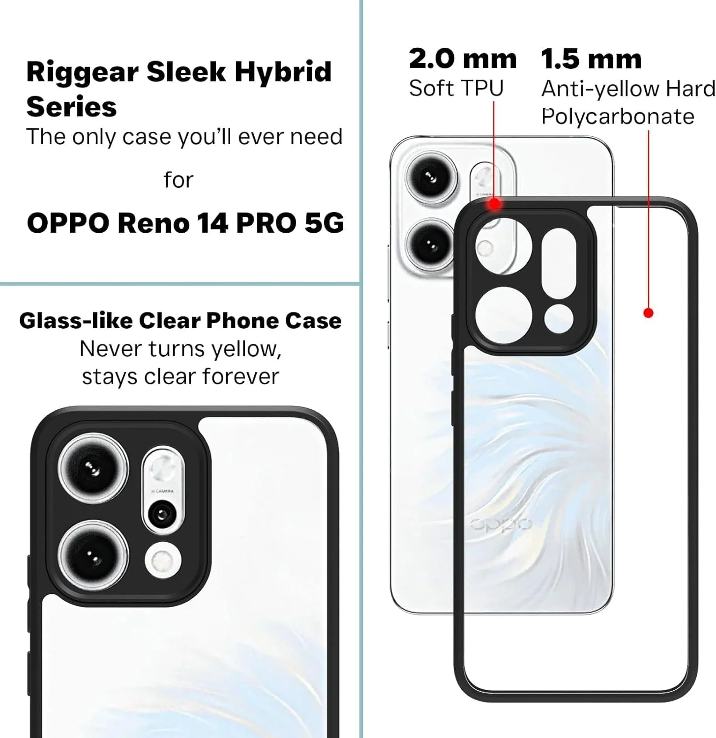 کاور محافظ ضد ضربه و باریک Oppo Reno14 Pro 5G | محافظت 360 درجه | پشت سخت شفاف | کاور سخت شفاف برای Reno 14 Pro 5G کاور محافظ ضد ضربه و باریک Oppo Reno14 Pro 5G | محافظت 360 درجه | پشت سخت شفاف | کاور سخت شفاف برای Reno 14 Pro 5G