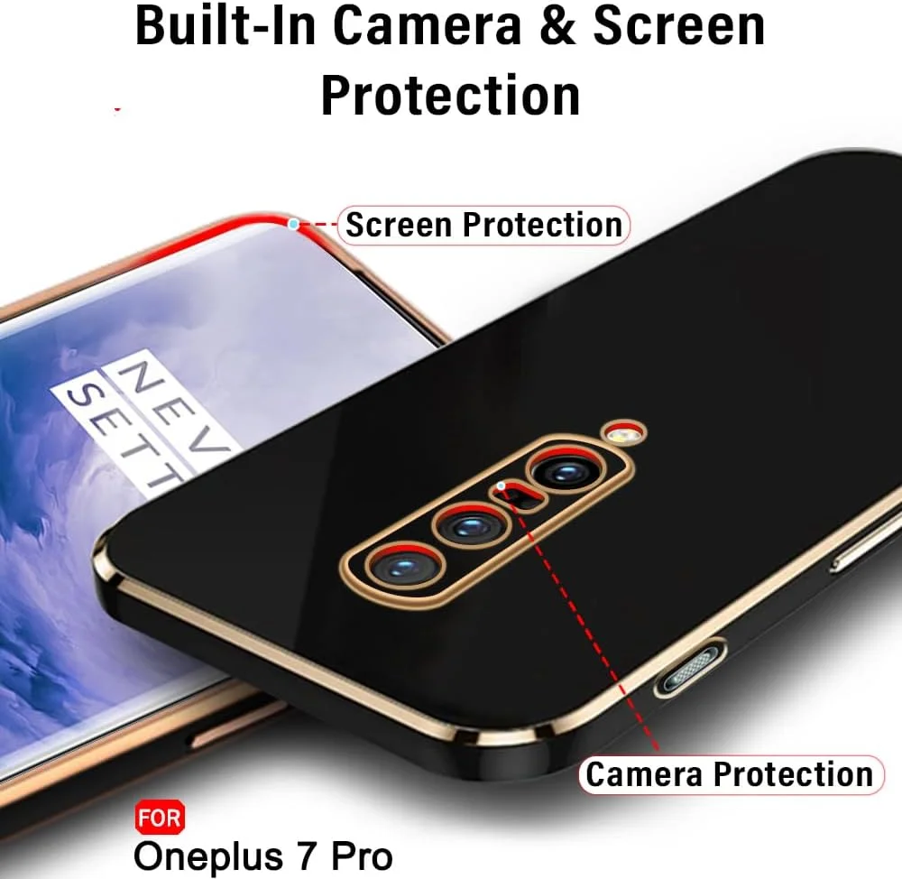قاب پشتی با روکش طلایی لوکس TheGiftKart برای OnePlus 7 Pro | لبه های برجسته برای محافظت از دوربین و صفحه نمایش | طراحی ضد ضربه | قاب پشتی شیک برای OnePlus 7 Pro (TPU، مشکی) قاب پشتی با روکش طلایی لوکس TheGiftKart برای OnePlus 7 Pro | لبه های برجسته برای محافظت از دوربین و صفحه نمایش | طراحی ضد ضربه | قاب پشتی شیک برای OnePlus 7 Pro (TPU، مشکی)