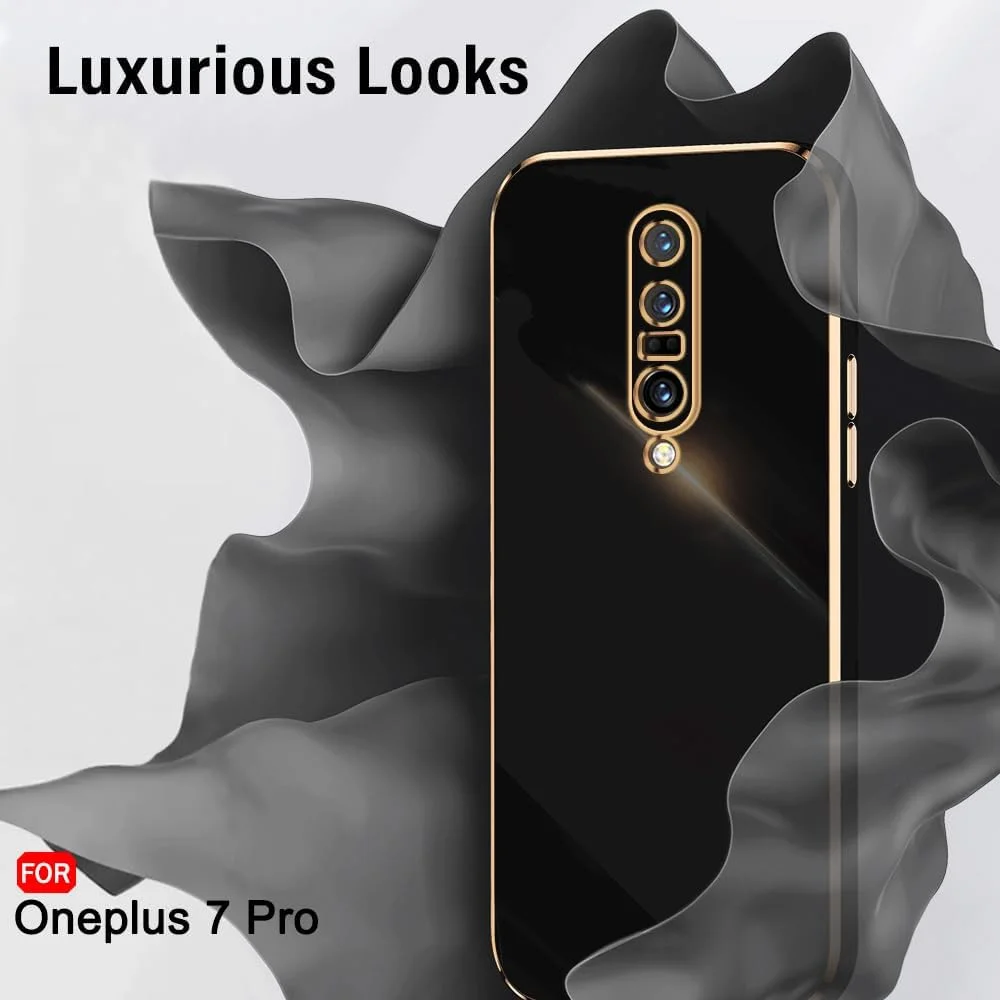 قاب پشتی با روکش طلایی لوکس TheGiftKart برای OnePlus 7 Pro | لبه های برجسته برای محافظت از دوربین و صفحه نمایش | طراحی ضد ضربه | قاب پشتی شیک برای OnePlus 7 Pro (TPU، مشکی) قاب پشتی با روکش طلایی لوکس TheGiftKart برای OnePlus 7 Pro | لبه های برجسته برای محافظت از دوربین و صفحه نمایش | طراحی ضد ضربه | قاب پشتی شیک برای OnePlus 7 Pro (TPU، مشکی)