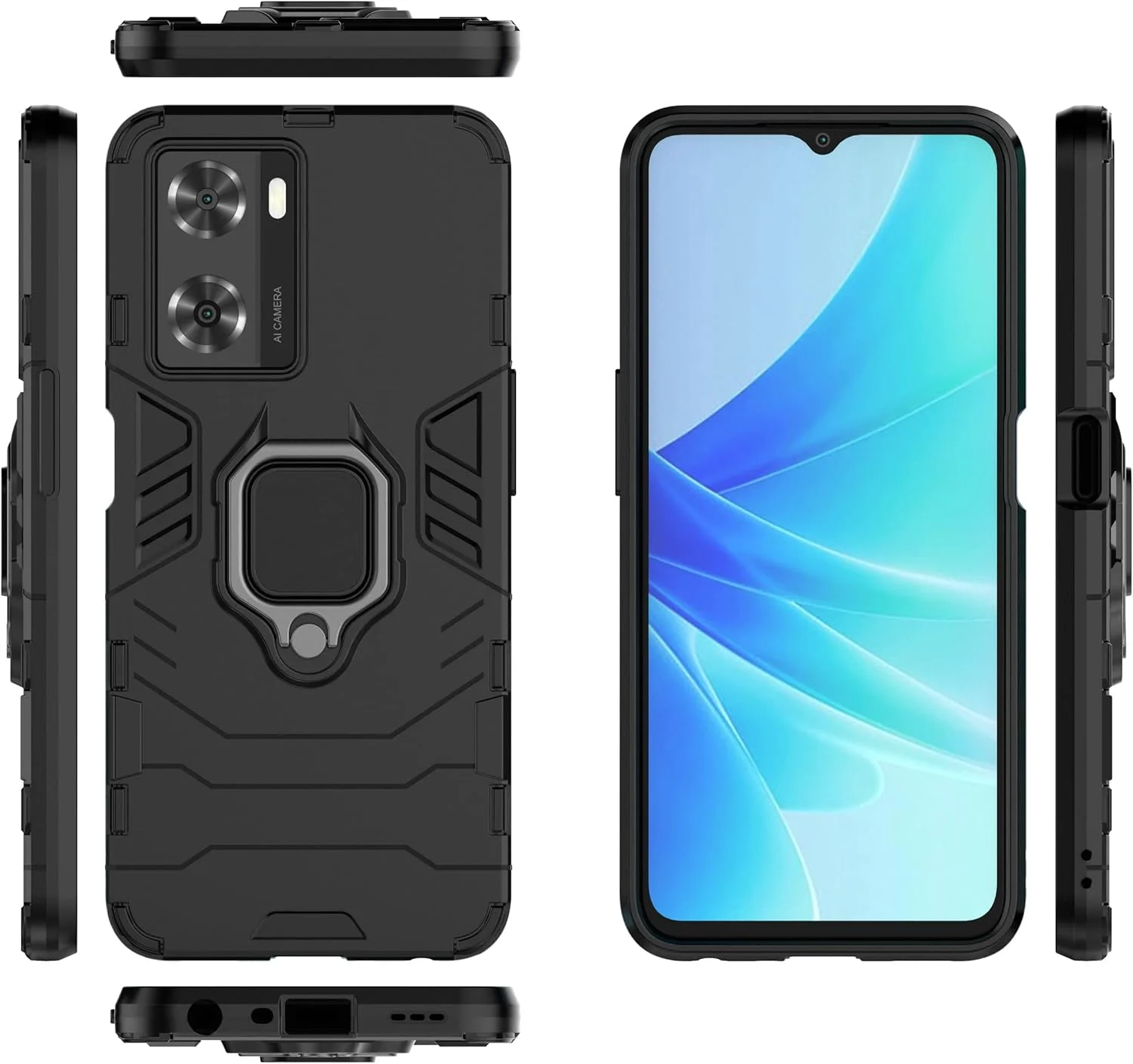 کاور محافظ هیبریدی ضد ضربه و مقاوم با پایه برای گوشی های اوپو A57 4G / A77 4G / وان پلاس NORD N20 SE - مشکی کاور محافظ هیبریدی ضد ضربه و مقاوم با پایه برای گوشی های اوپو A57 4G / A77 4G / وان پلاس NORD N20 SE - مشکی