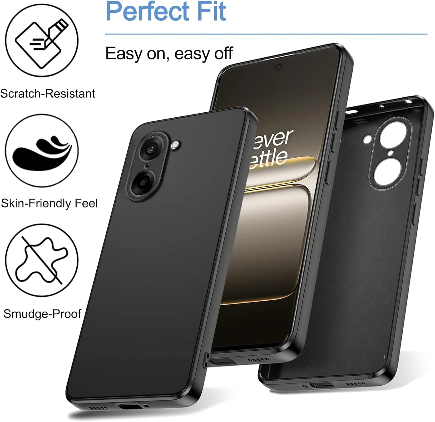 قاب محافظ گوشی وان پلاس نورد CE5 به همراه 2 عدد محافظ صفحه نمایش شیشه ای حرارت دیده، TPU نرم و انعطاف پذیر، فوق العاده نازک، ضد ضربه، ضد خش، سیلیکونی مات و مقاوم، مشکی