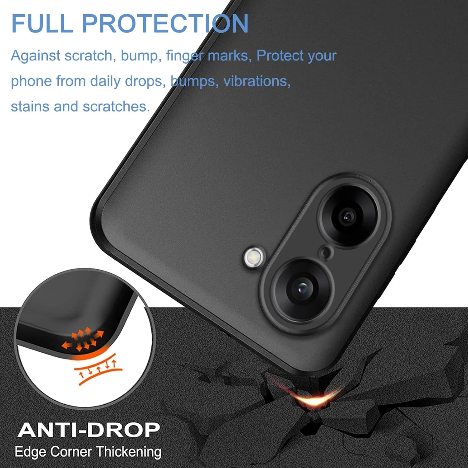 قاب محافظ گوشی وان پلاس نورد CE5 به همراه 2 عدد محافظ صفحه نمایش شیشه ای حرارت دیده، TPU نرم و انعطاف پذیر، فوق العاده نازک، ضد ضربه، ضد خش، سیلیکونی مات و مقاوم، مشکی