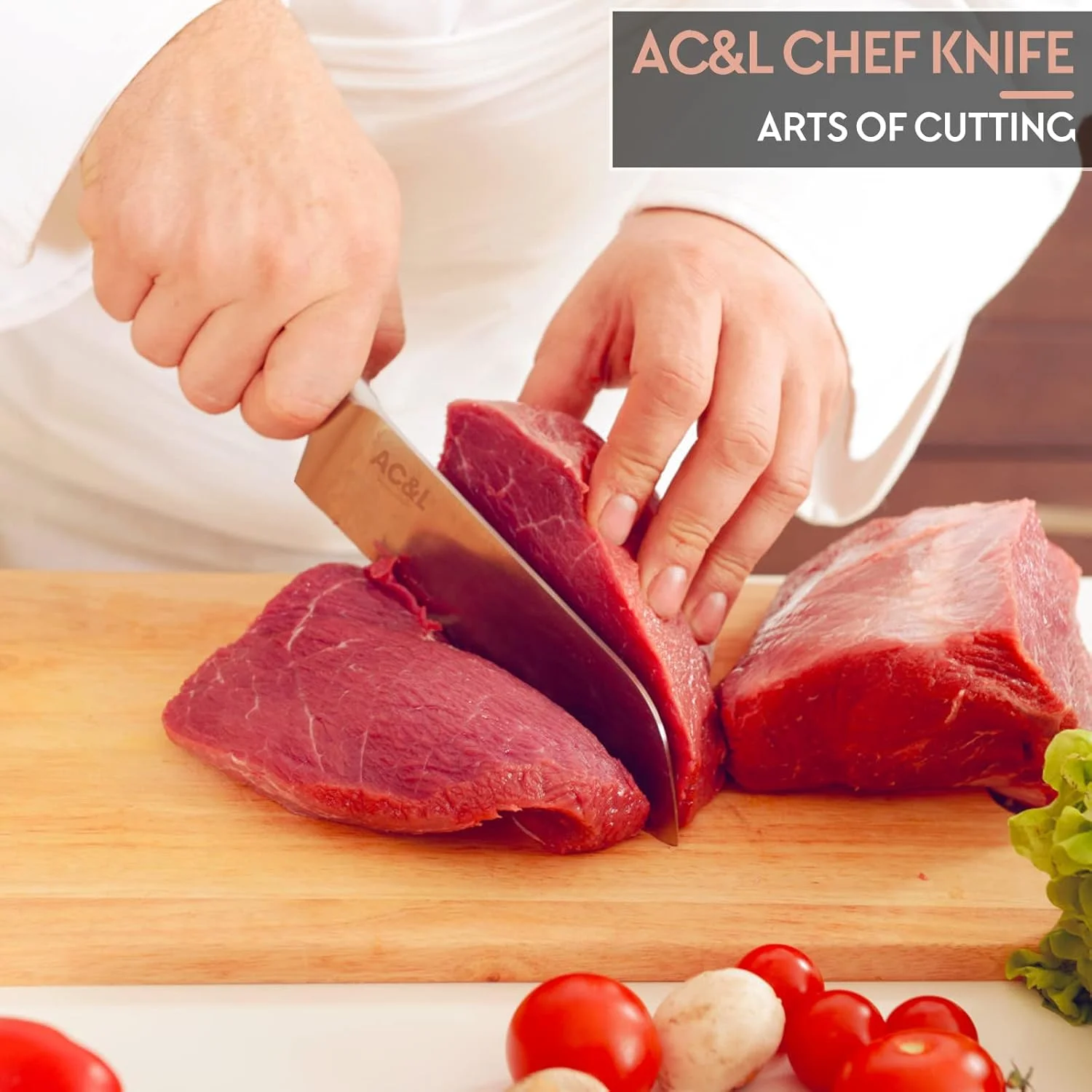 چاقوی آشپزخانه AC&L، چاقوی حرفه ای آشپزخانه 11 اینچی، چاقوی تیز فولاد ضد زنگ کربنی بالا با دسته ارگونومیک و جعبه هدیه برای سبزیجات، میوه، گوشت بدون استخوان، رستوران (27.5X1.80cm)