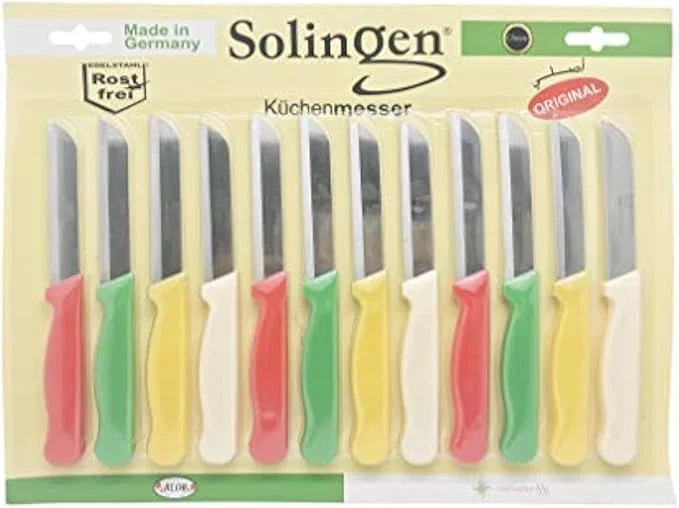 ست چاقوی آشپزخانه 12 تکه چند رنگ - تیغه های استیل ضد زنگ بسیار تیز و بادوام، ساخت آلمان - چاقوهای سرآشپز ممتاز برای استفاده خانگی و حرفه ای