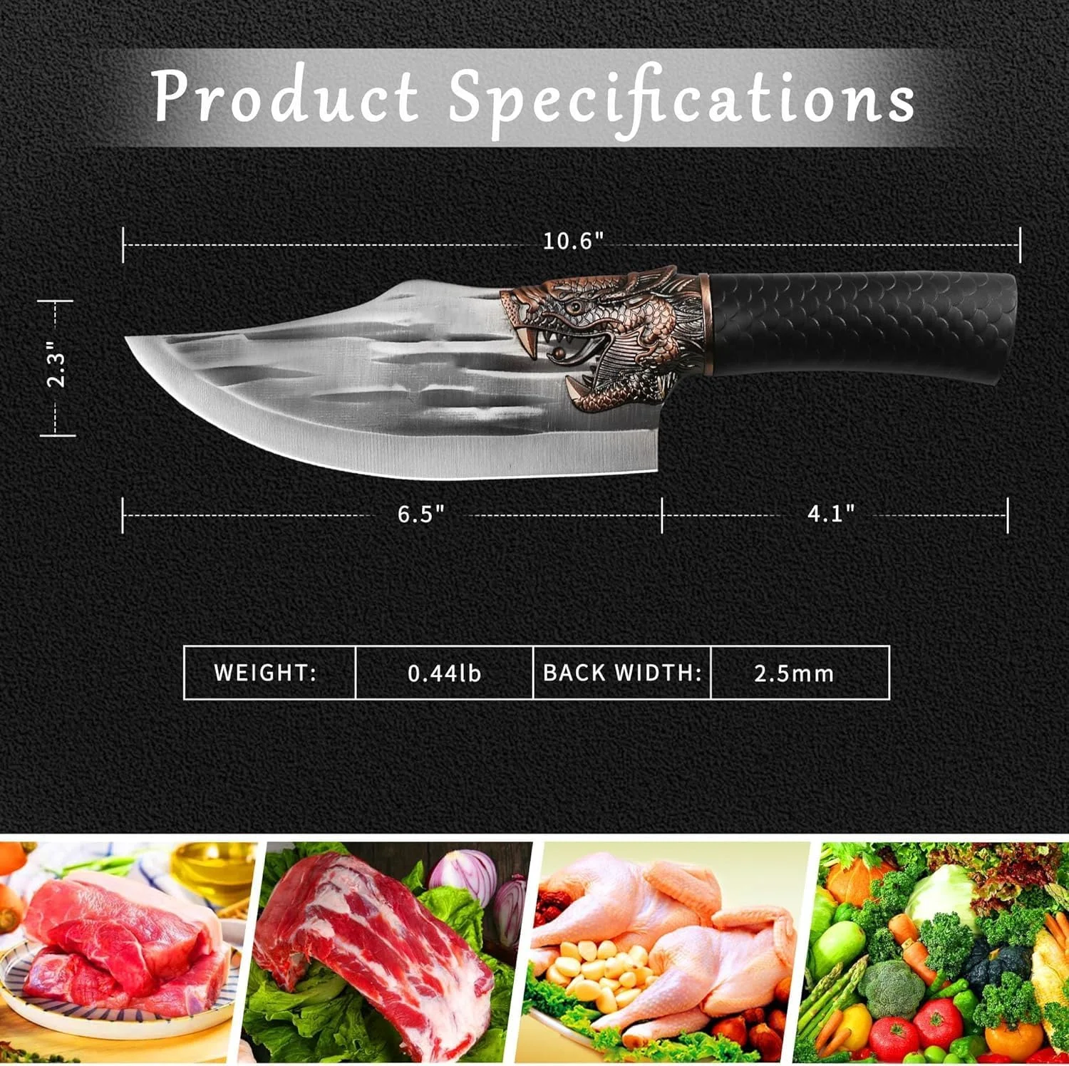 چاقوی سلاخی - چاقوی سرآشپز صربستانی و چاقوی وایکینگ و چاقوی استخوان بر - چاقوی آشپزخانه دست ساز - چاقوی برش گوشت فولاد کربنی بالا با دسته پلاستیکی