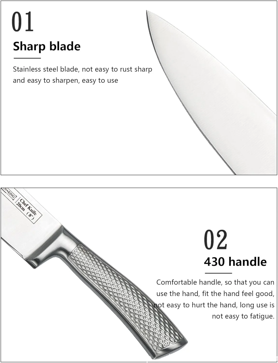 ست چاقوی آشپزخانه 14 تکه با بلوک چوبی، دسته برجسته، به همراه قیچی و تیزکن برای خرد کردن، برش دادن، و کنده کاری در آشپزخانه منزل، رستوران، باربیکیو، کمپینگ، خانه