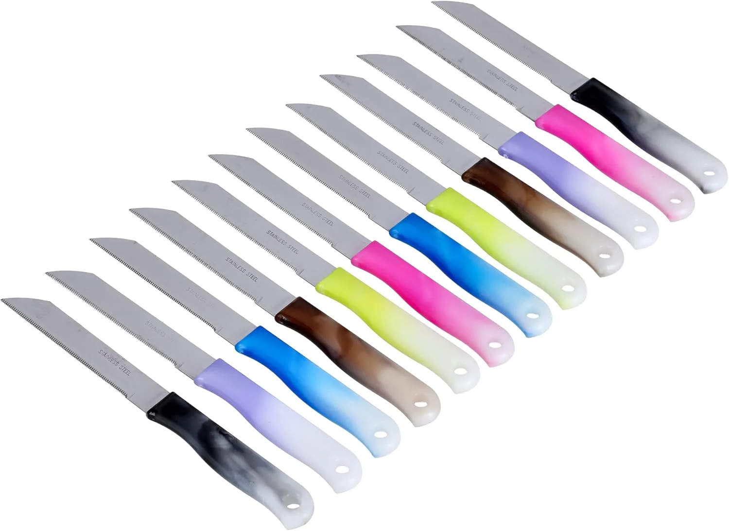 ست چاقوی استیک 12 پارچه Delcasa DC1838 - تیغه های تیز استیل ضد زنگ | چاقوهای عالی برای آشپزی، ایده آل برای برش و خرد کردن، بهترین هدیه برای آشپزها